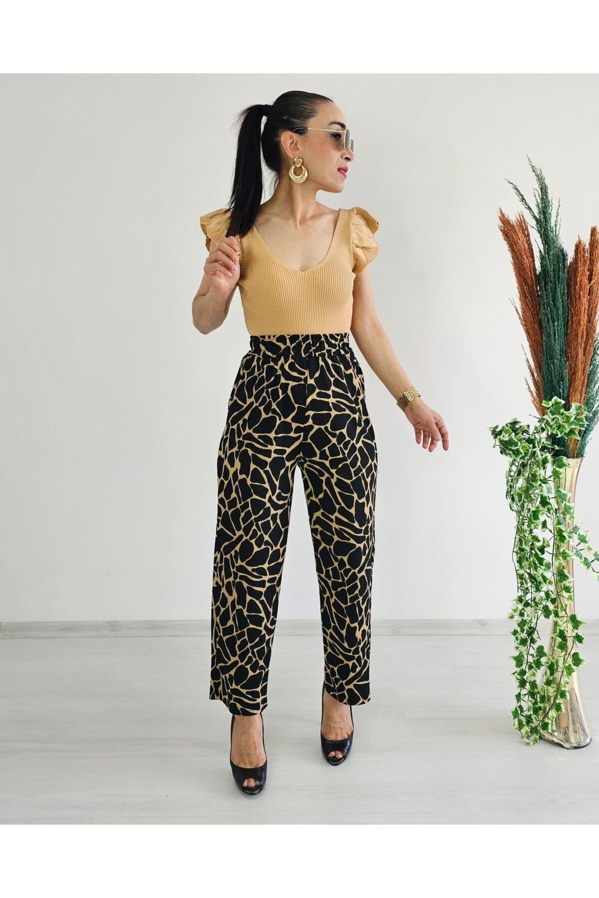 6 butik altı üstü butik Taş Desen Havuç Paça Pantolon