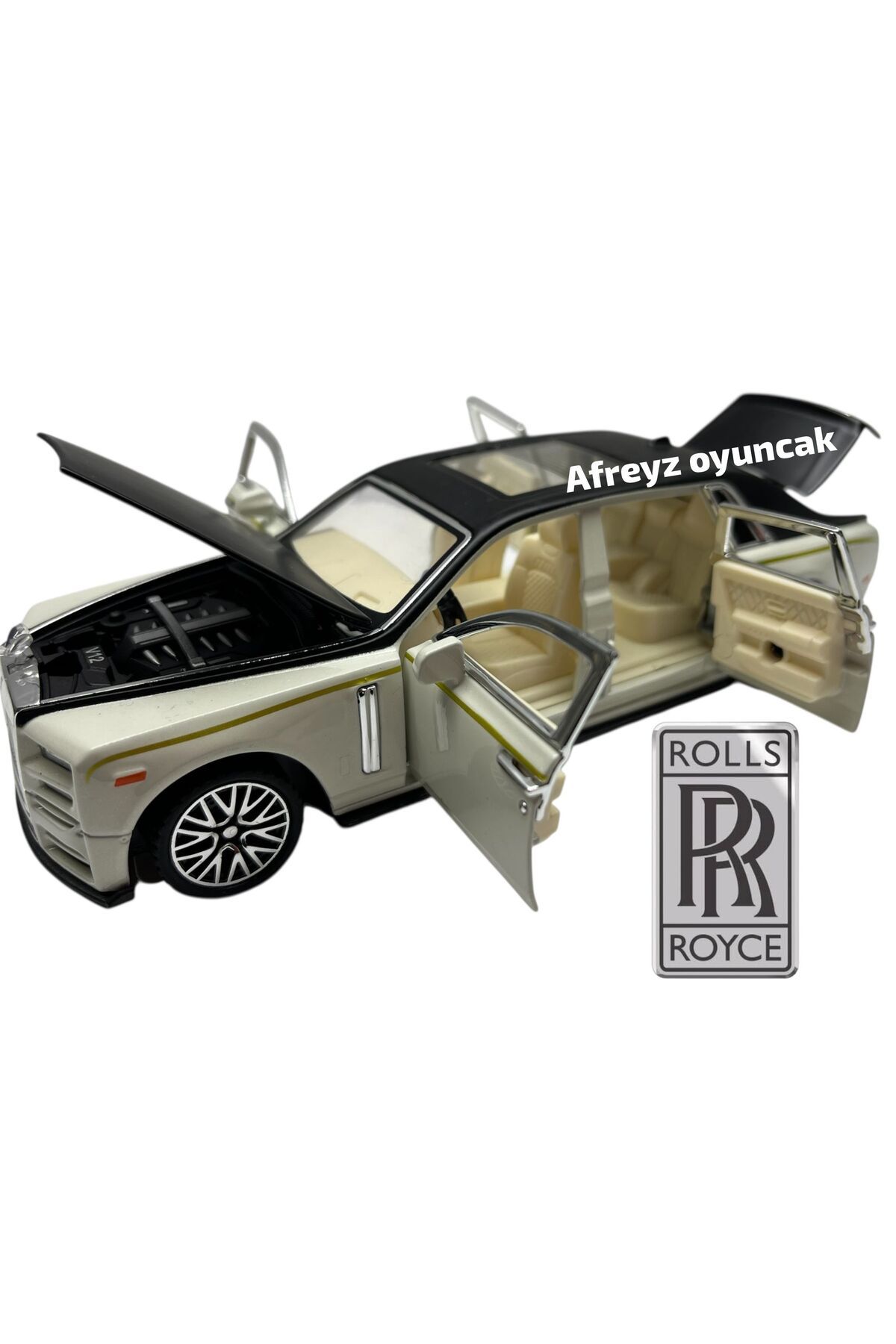 afreyz oyuncak Diecast Rolls Royce 1:32 Metal Oyuncak Araba Sesli Işıklı 6 Kapı Açılır Model Araba