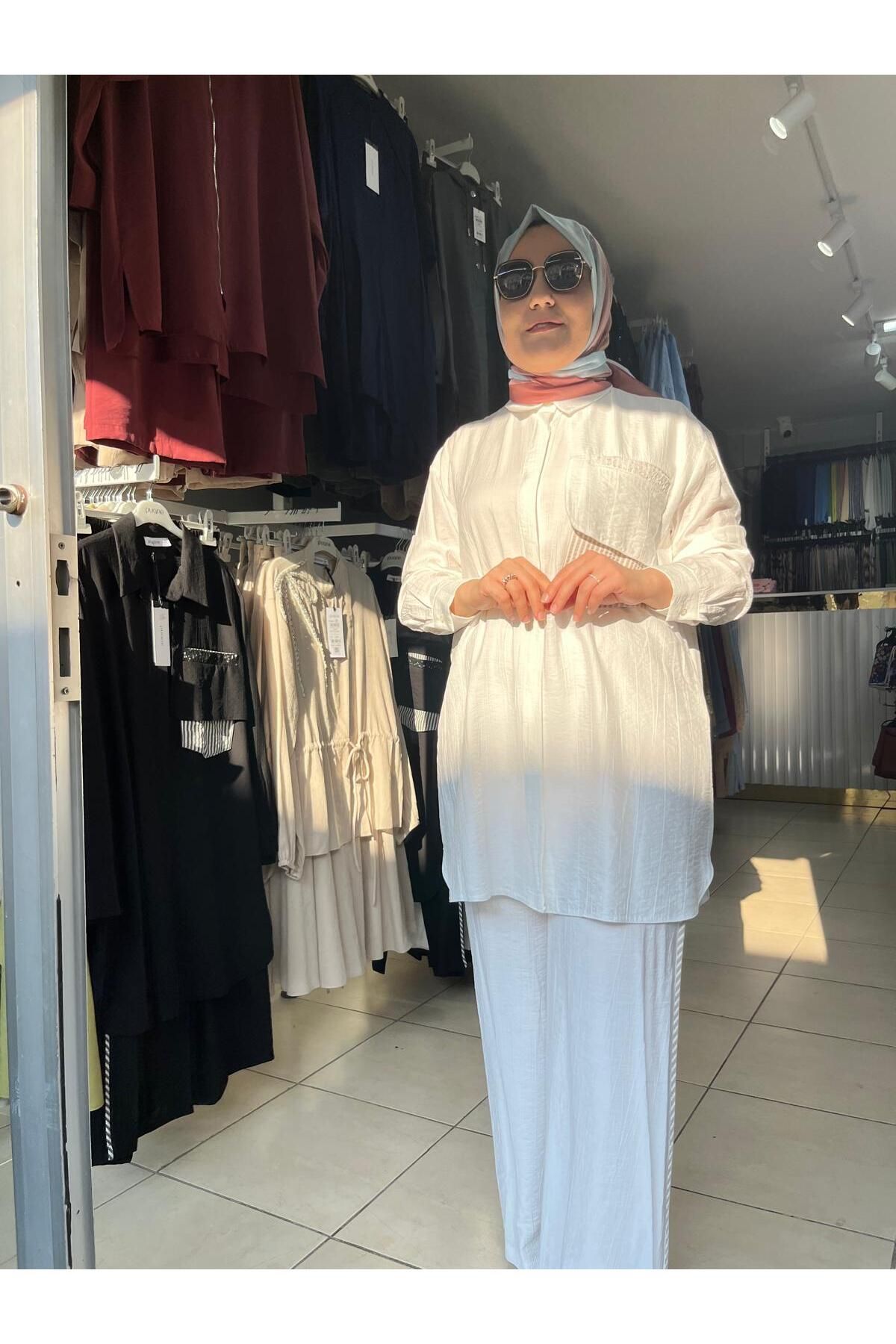 Puane KADIN PUANE ÇİLEK KUMAŞ CEP DETAYLI İKİLİ TAKIM