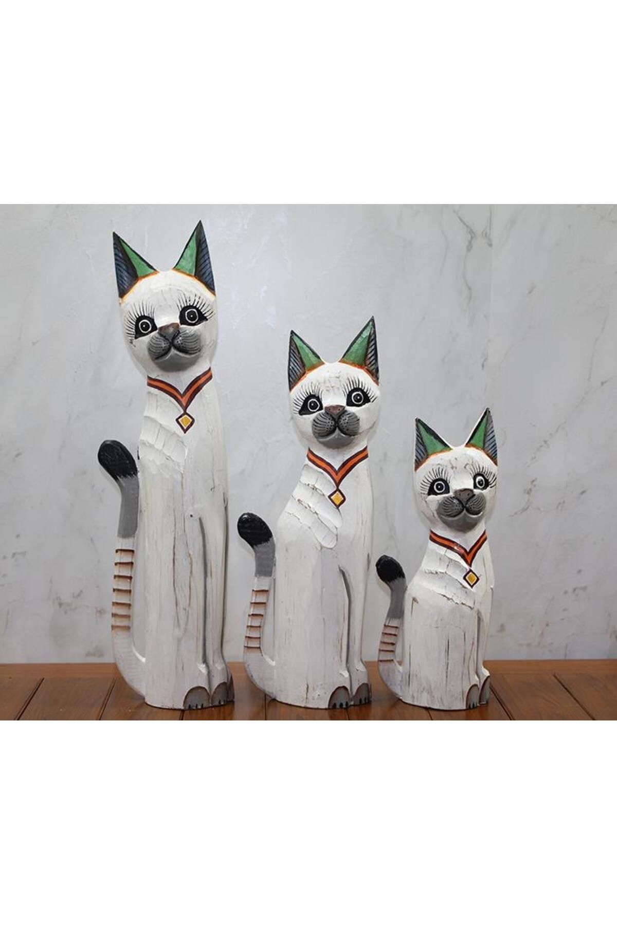 alsepeteavm Ahşap 3'Lü Kedi Seti 50 Cm Okas:1