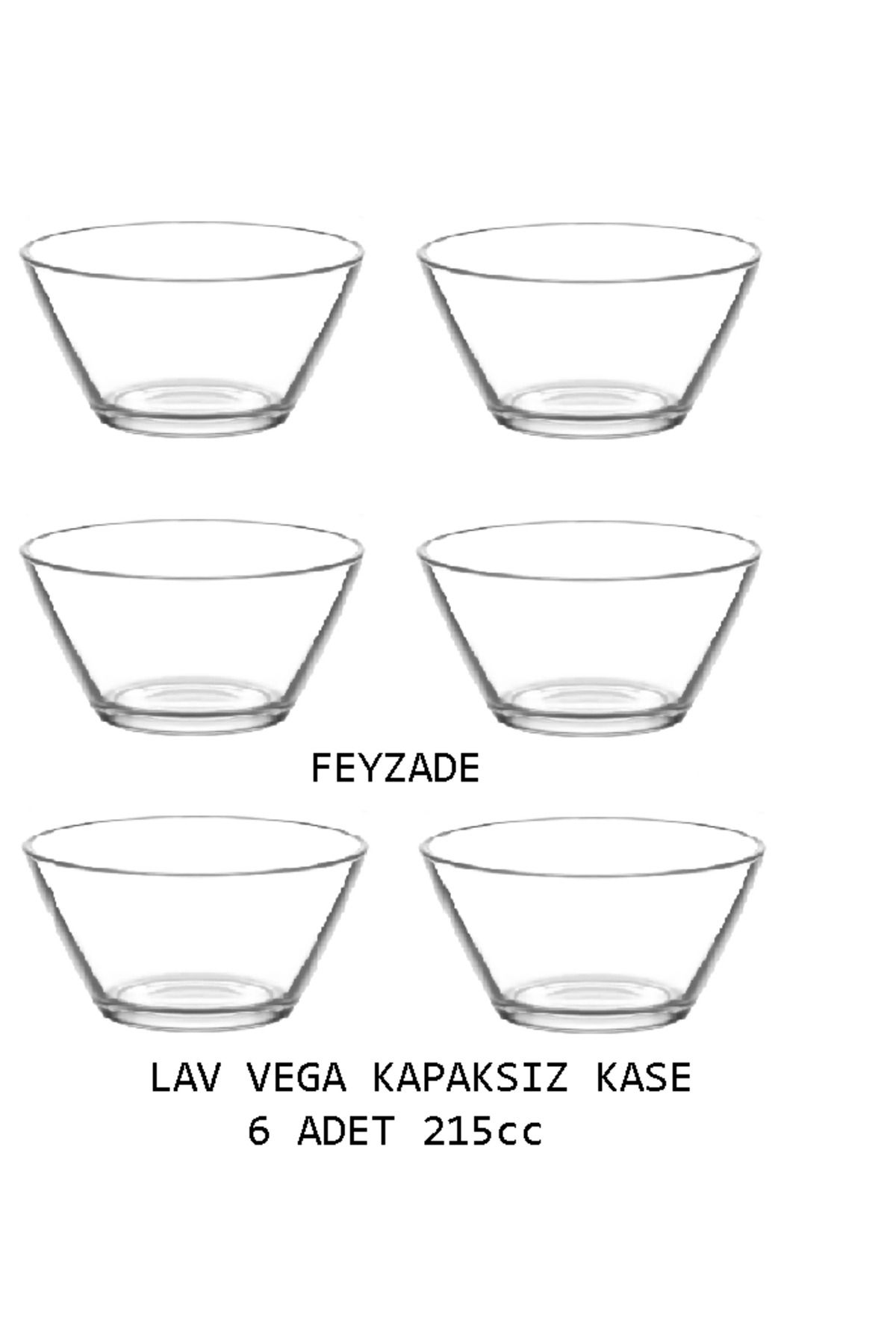 LAV FEYZADE VEGA SAKLAM KABI SETİ 6 ADET 215cc KAPAKSIZ KASE