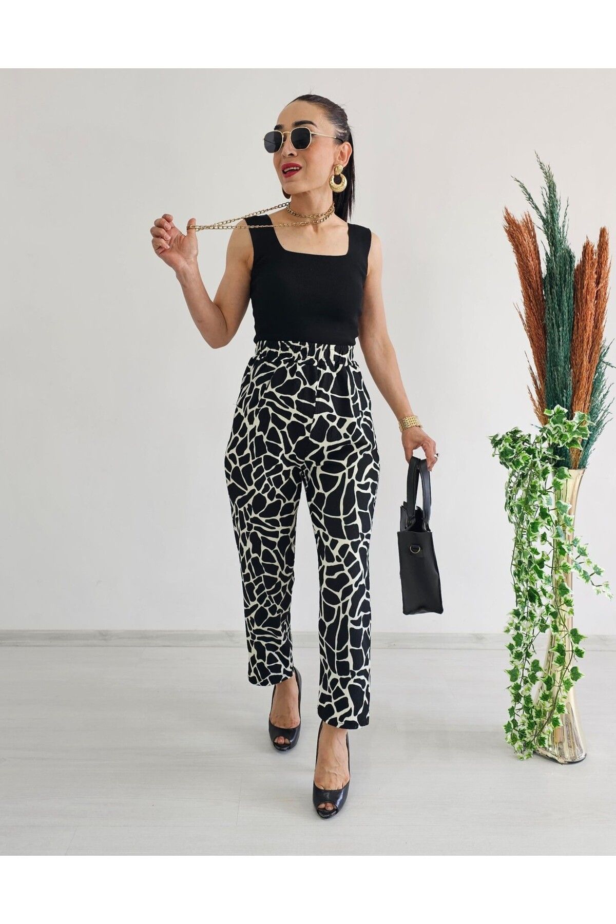 6 butik altı üstü butik Taş Desen Havuç Paça Pantolon