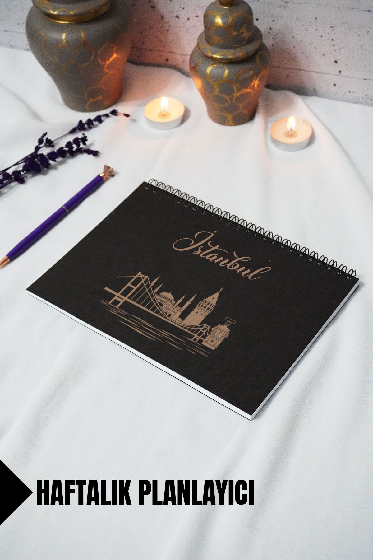 markcat A5 İstanbul Temalı Siyah Kraft Kapaklı Defter - Çizgili Defter - 60 yaprak (120 sayfa) 15x21 cm