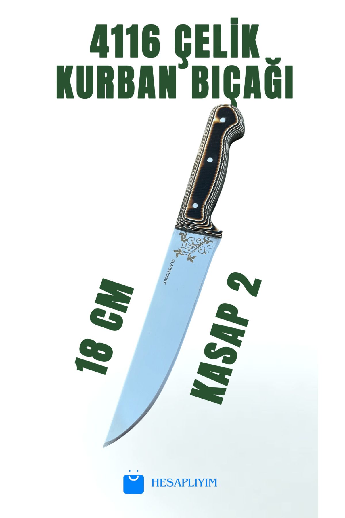 Bordo 4116 Çelik - Verzalit sap - Bordo - Kasap2 Kurban kelle bıçağı.