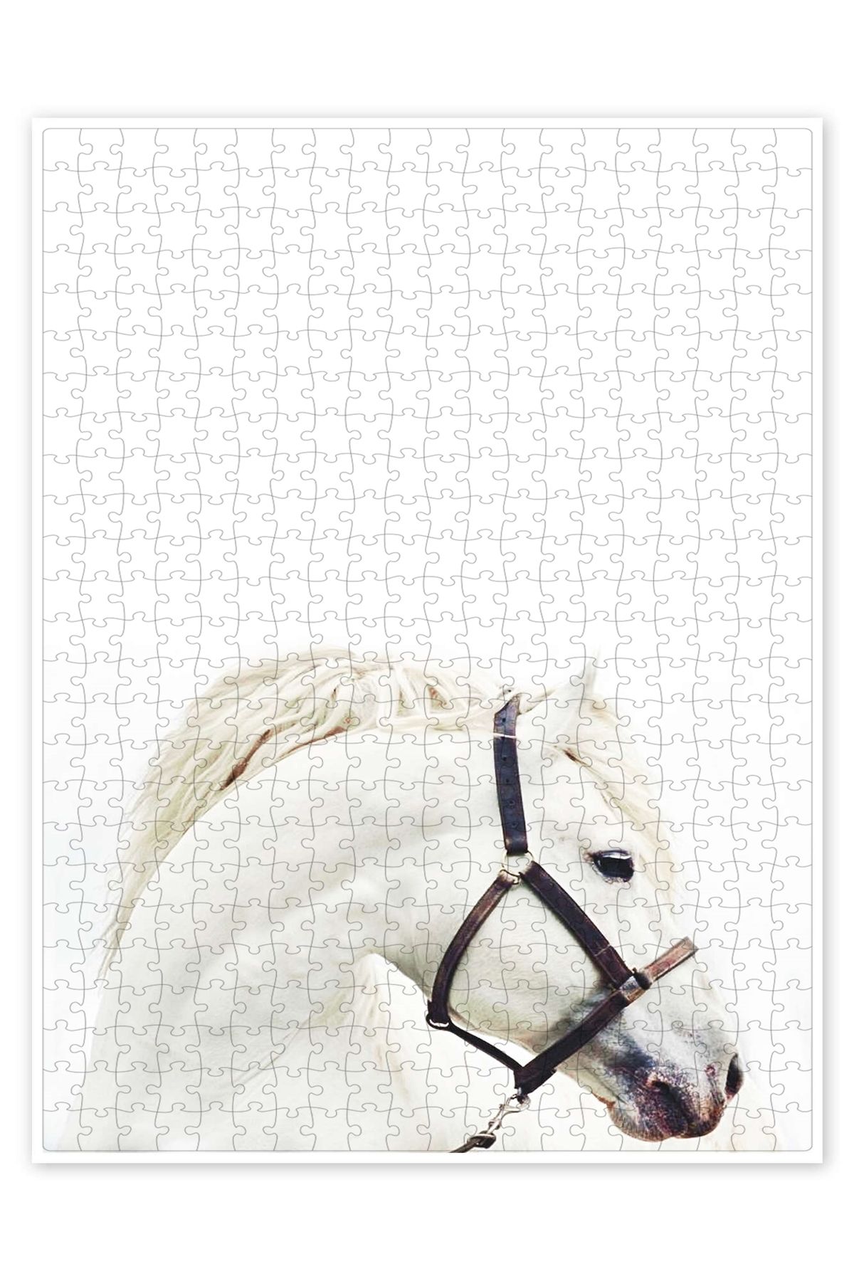 Jeronkarji Beyaz At 500 Parça Puzzle Yapboz Kedi Köpek Temalı Doğa ve Orman Hayvanları