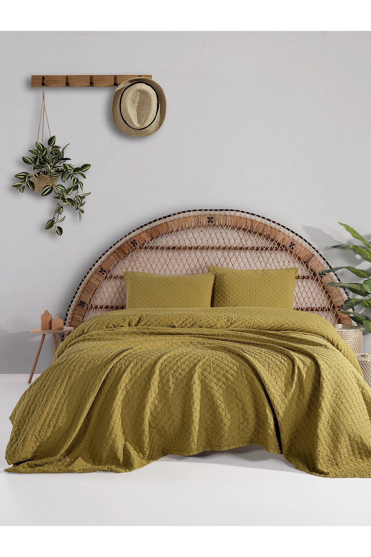 BED LİNE Cambridge Yatak Örtüsü Seti Çift Kişilik Yeşil Kutulu
