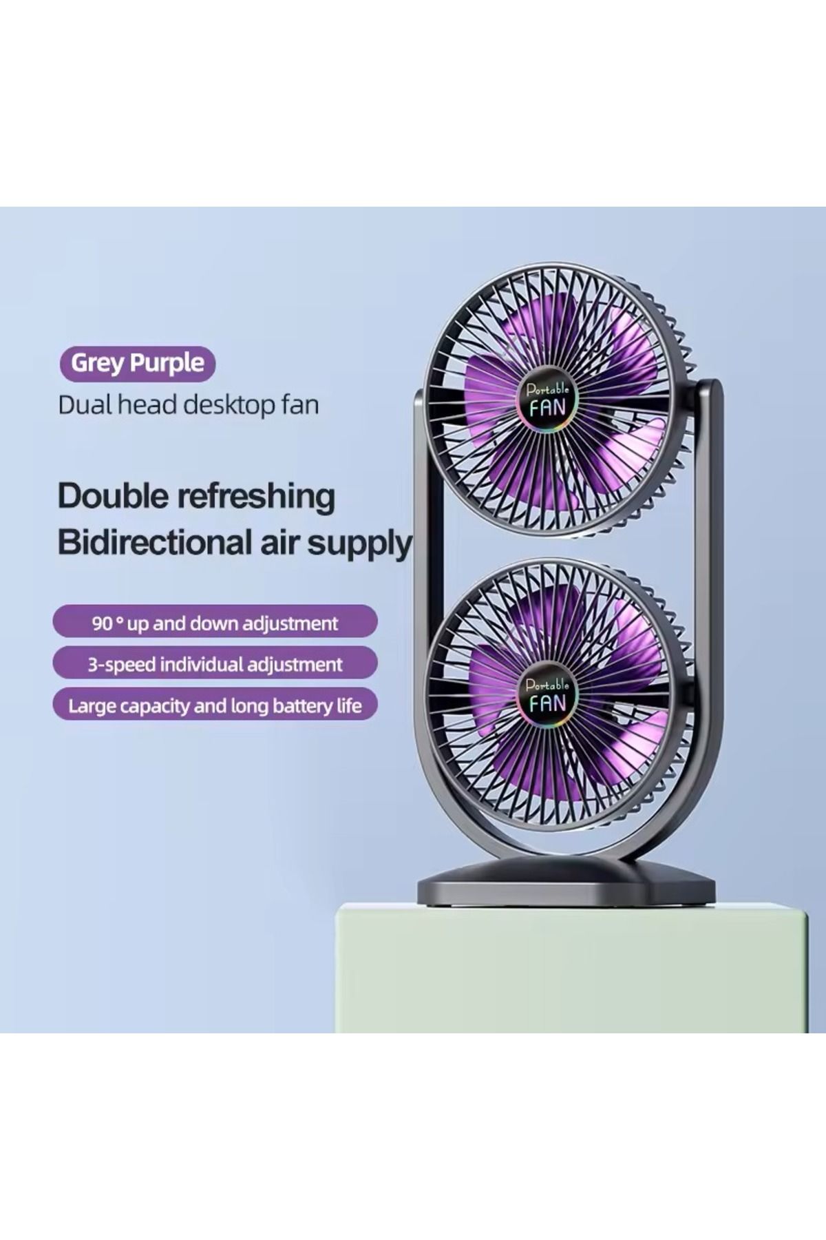 MEGAMUS 2'si 1 Arada Çift Başlı Fan İç ve Dış Mekan için İdeal Ayrı Yukarı Aşağı Kontrol, Çift Yönlü Soğutma
