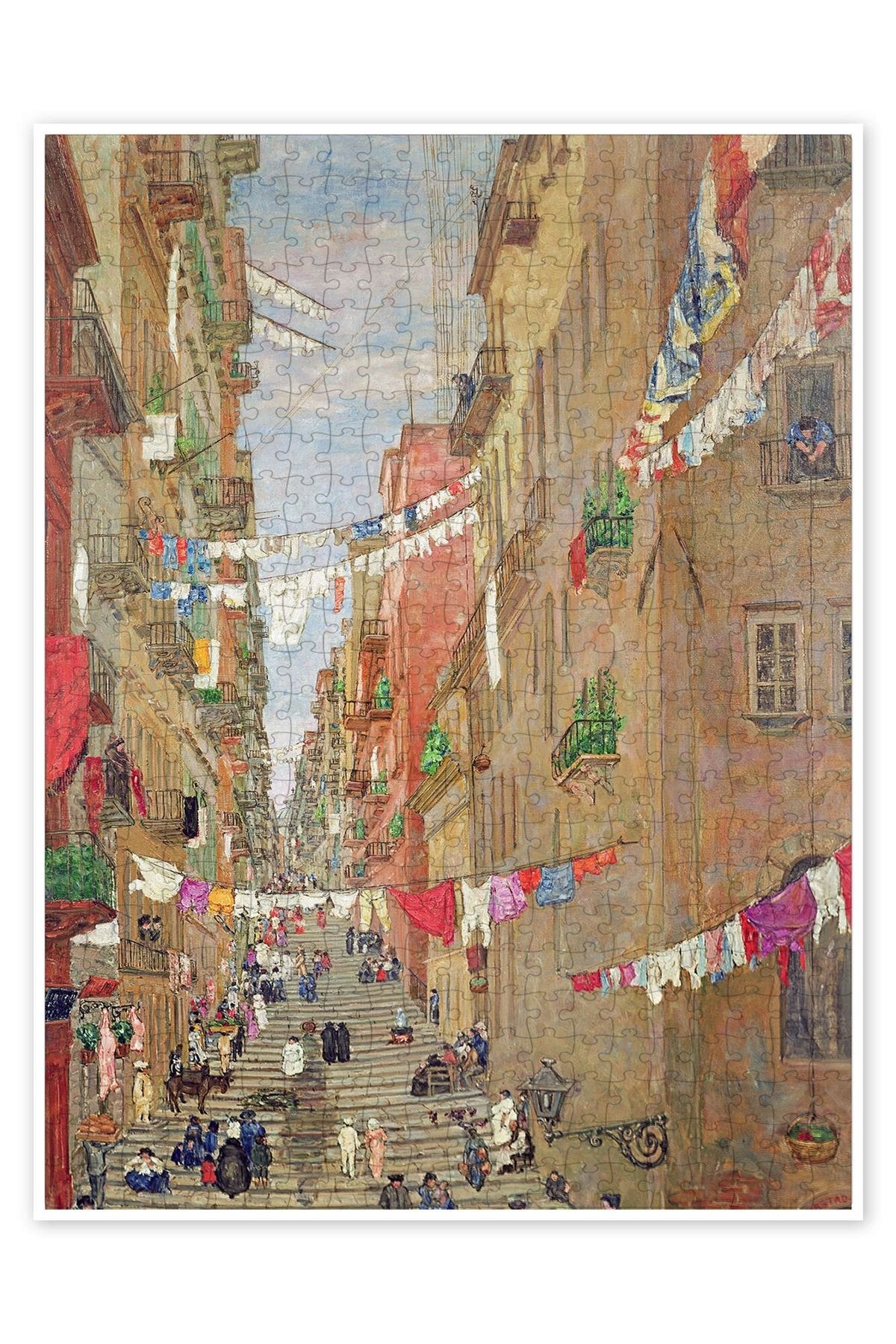 Jeronkarji Pallonetto di Santa Lucia, Napoli, 1909 500 Parça Puzzle Yapboz Şehir Manzara Temalı Hobilik