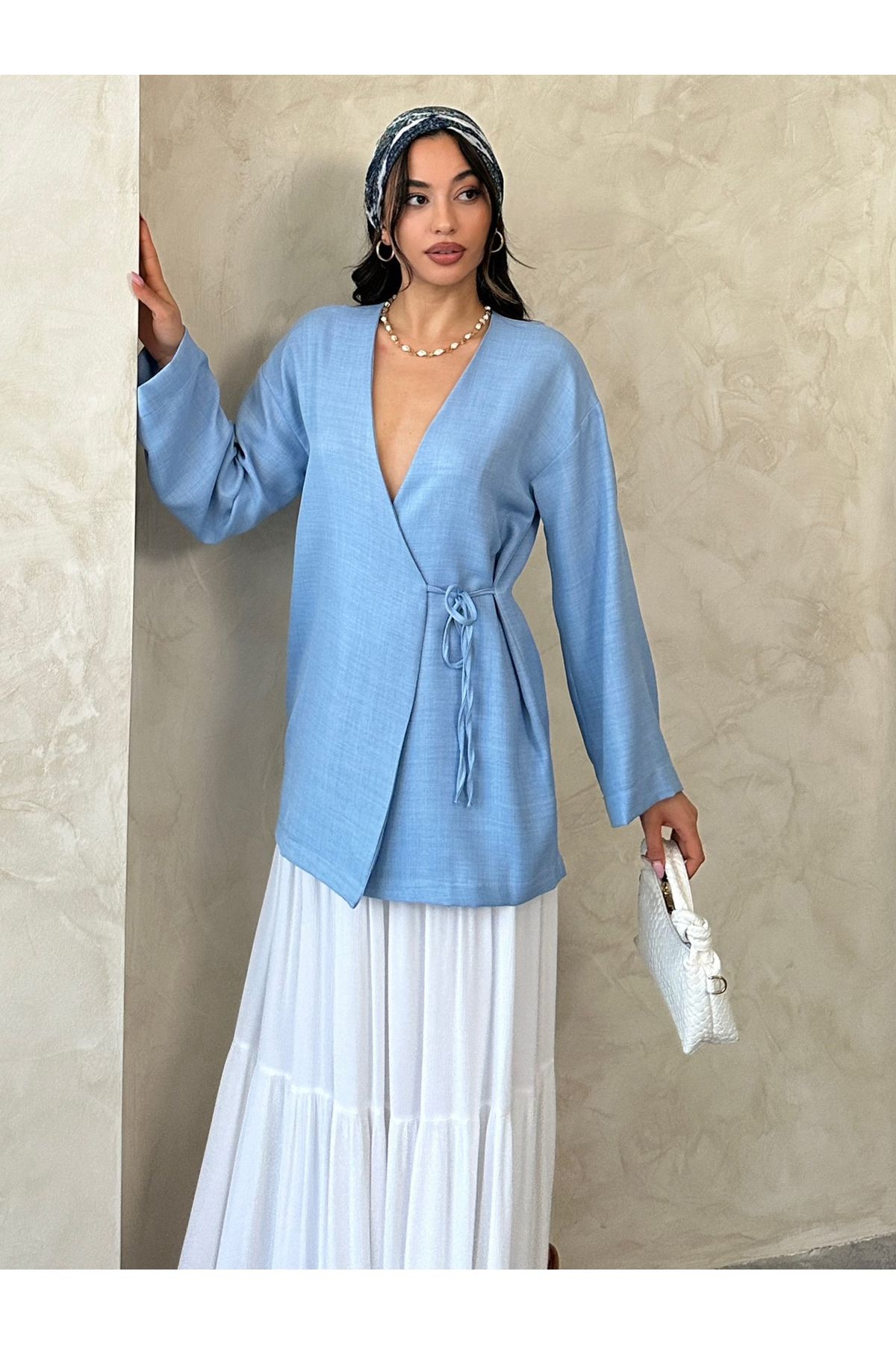 MD trend Kadın V Yaka Bağlamalı Kimono