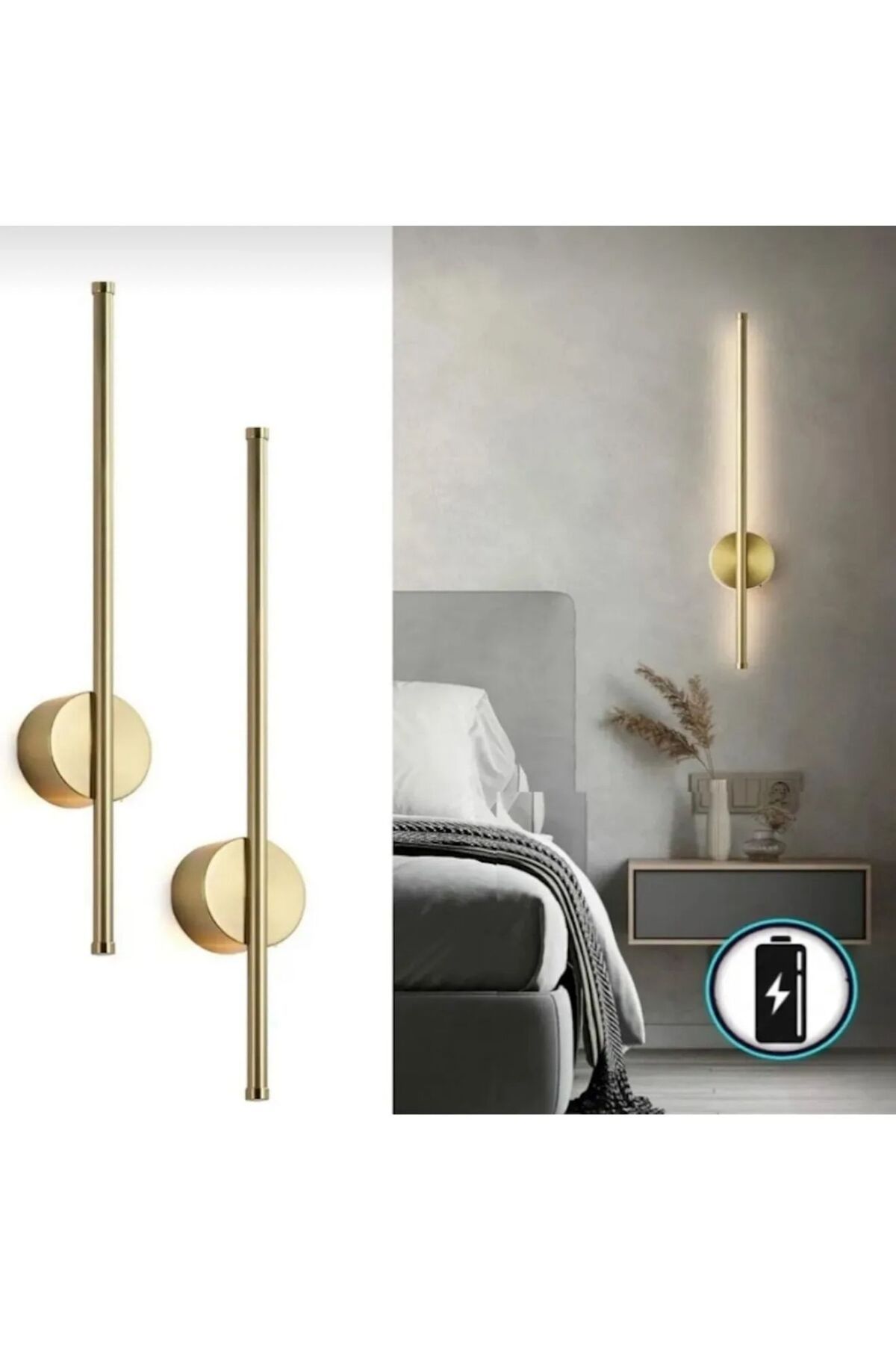 Lampiske Eskitme Pilli 70cm Tak Çalıştır Pil Dahil Duvar Aplik Günışığı 3000k (1 ADET)