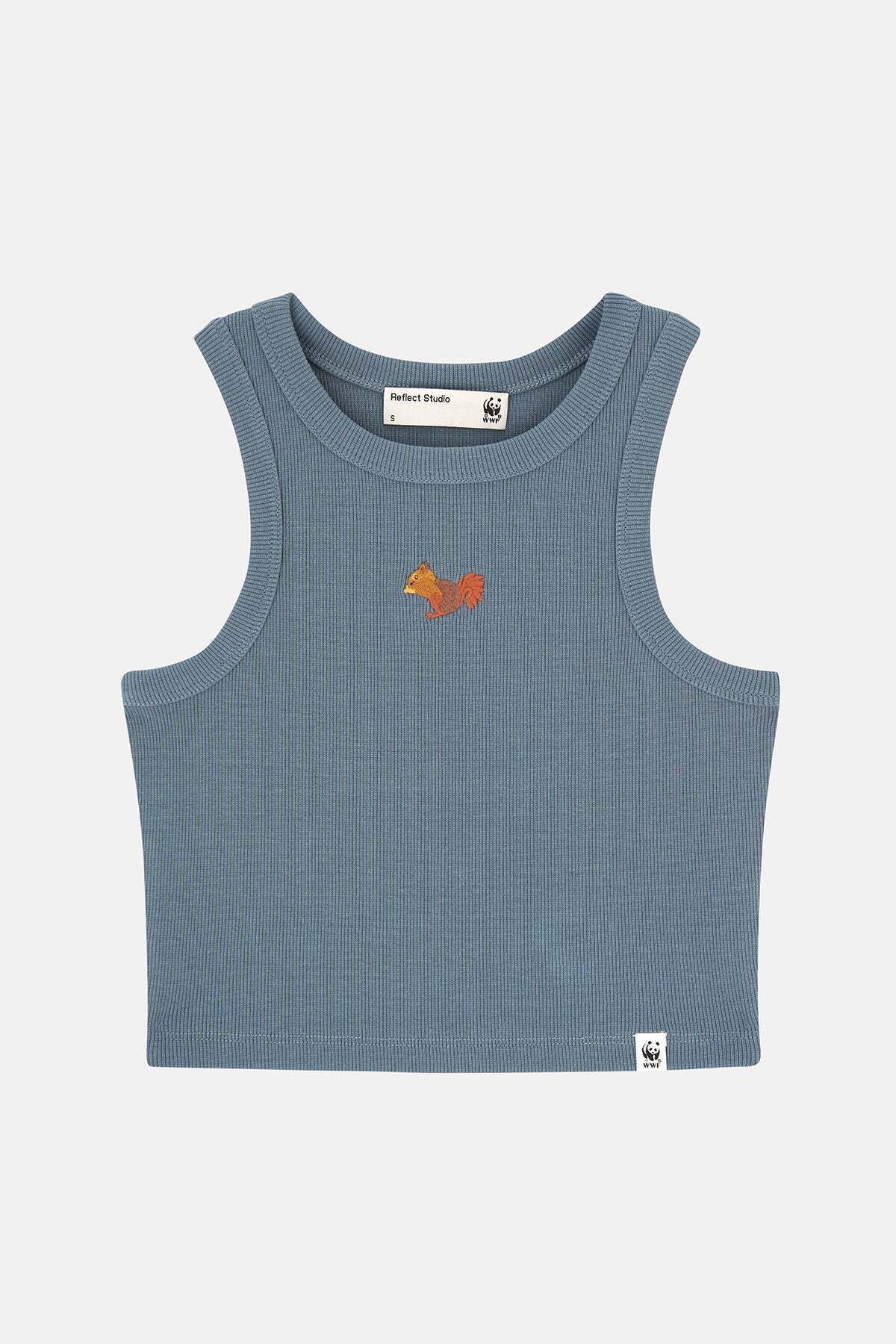 WWF Market Sincap Halter Yaka Ribana Crop Top - Füme