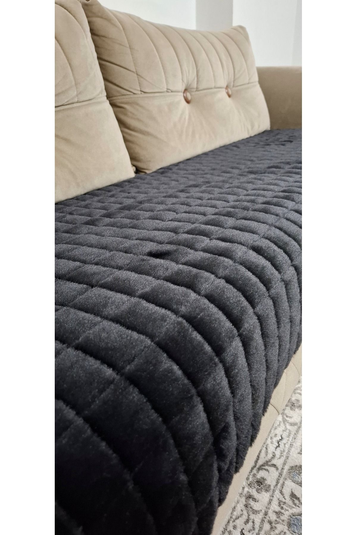 DECORA CASA HOME COLLECTİON Puffy Bubble Tüy Kaymaz Taban Çekyat Koltuk Örtüsü 75x185