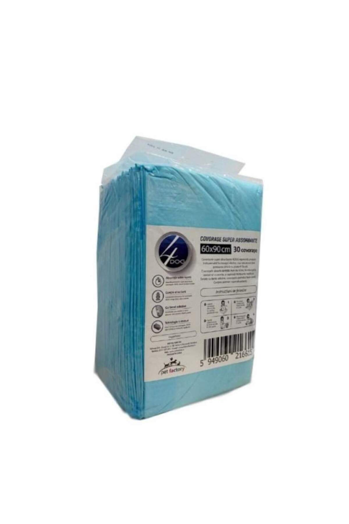 4dog Covorașe Absorbante Pentru Câini Maxi, 60x90 Cm, 30 Buc/pachet - Protecție Eficientă Pentru Podea - One Size
