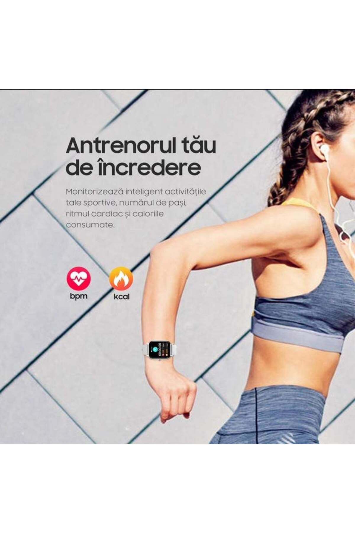 SIKS-Ceas inteligent, termometru, saturație oxigen, ritm cardiac, tensiune arterială, iOS/Android, argintiu 3