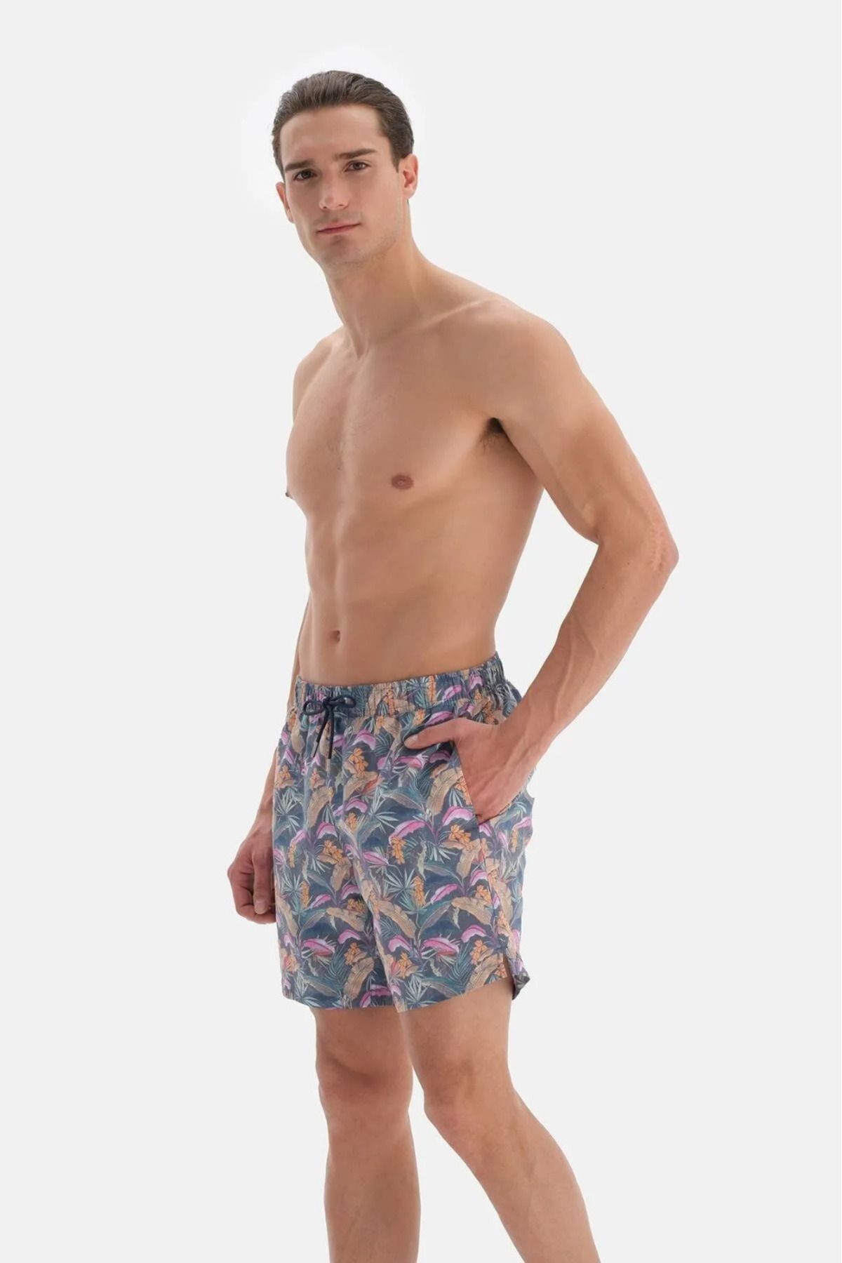 Dagi-Quick Dry Leaf Patterned Swim Shorts 2