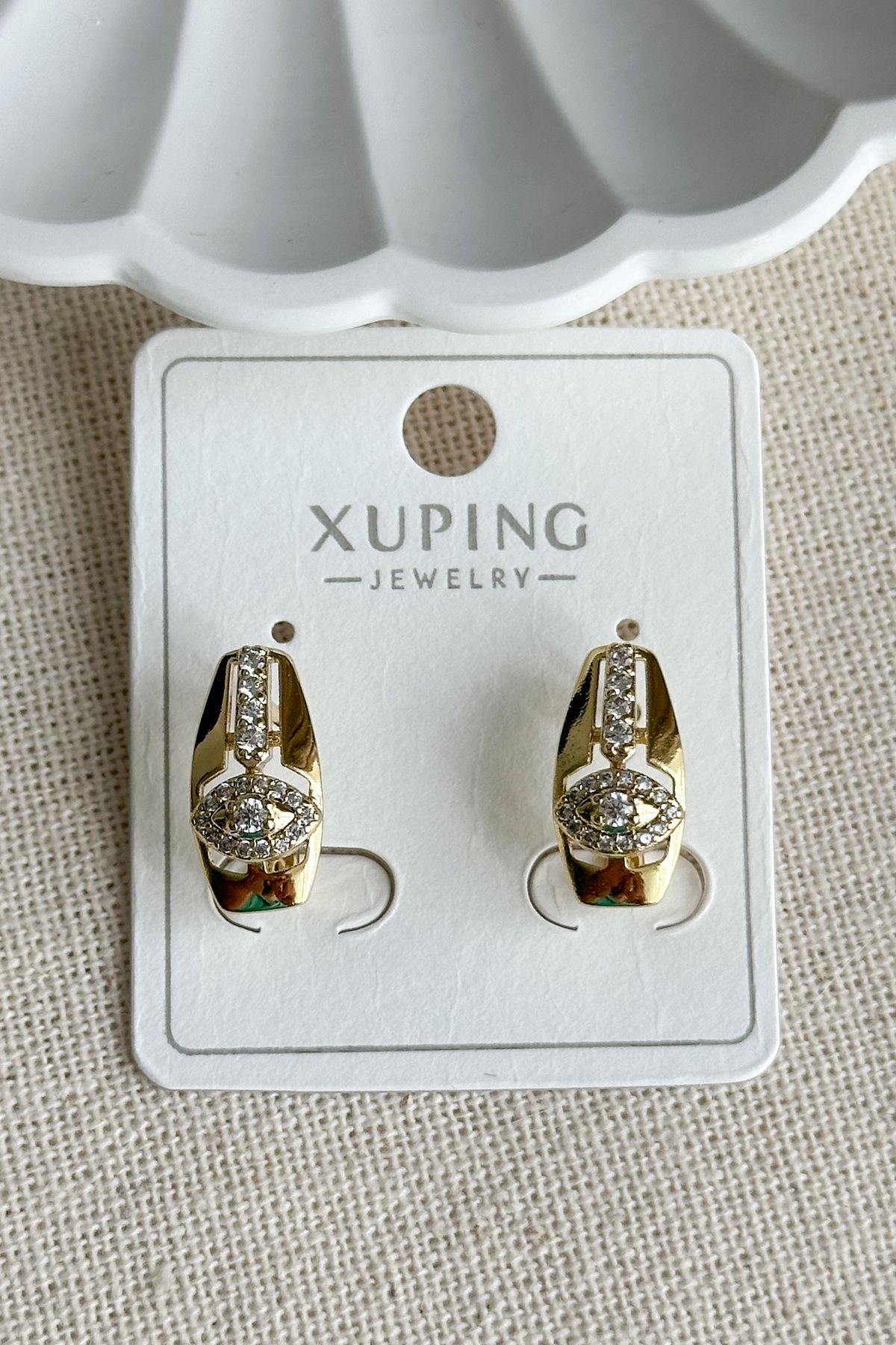 Modacaprea Xuping 14K Taşlı Gözlü Kadın Küpe – Kararmaz | Kadın Takı Xuping Küpe