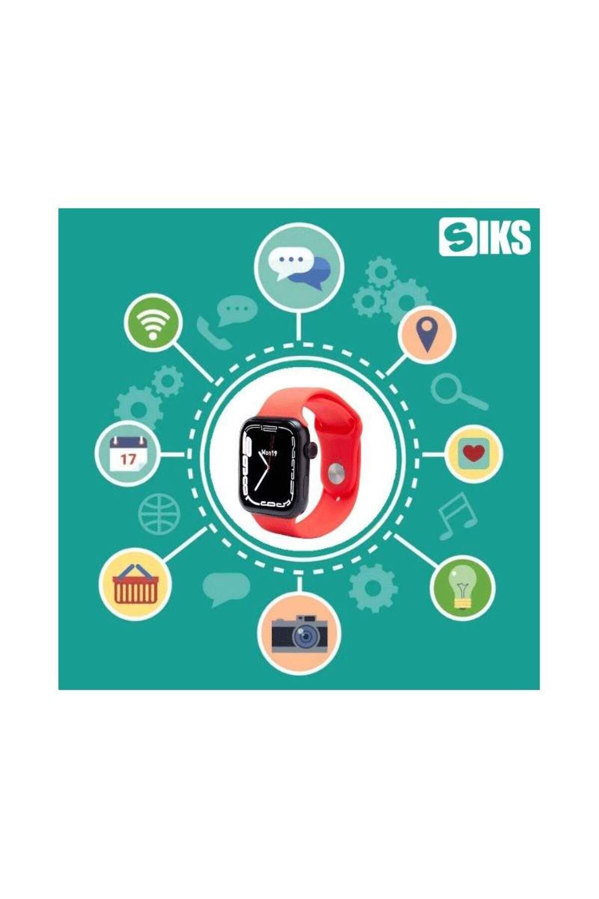 SIKS-Smartwatch SIKS Series 7 Compatible with Android and IOS, Fitness Function, Touch Screen, Red 3