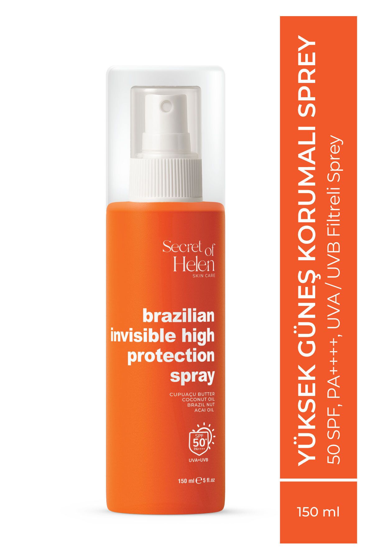 Secret of Helen Brazilian Yüksek Güneş Korumalı Sprey 150 ml|50 SPF,PA++++,UVA/UVB Filtreli Sprey I Brezilya Fındığı