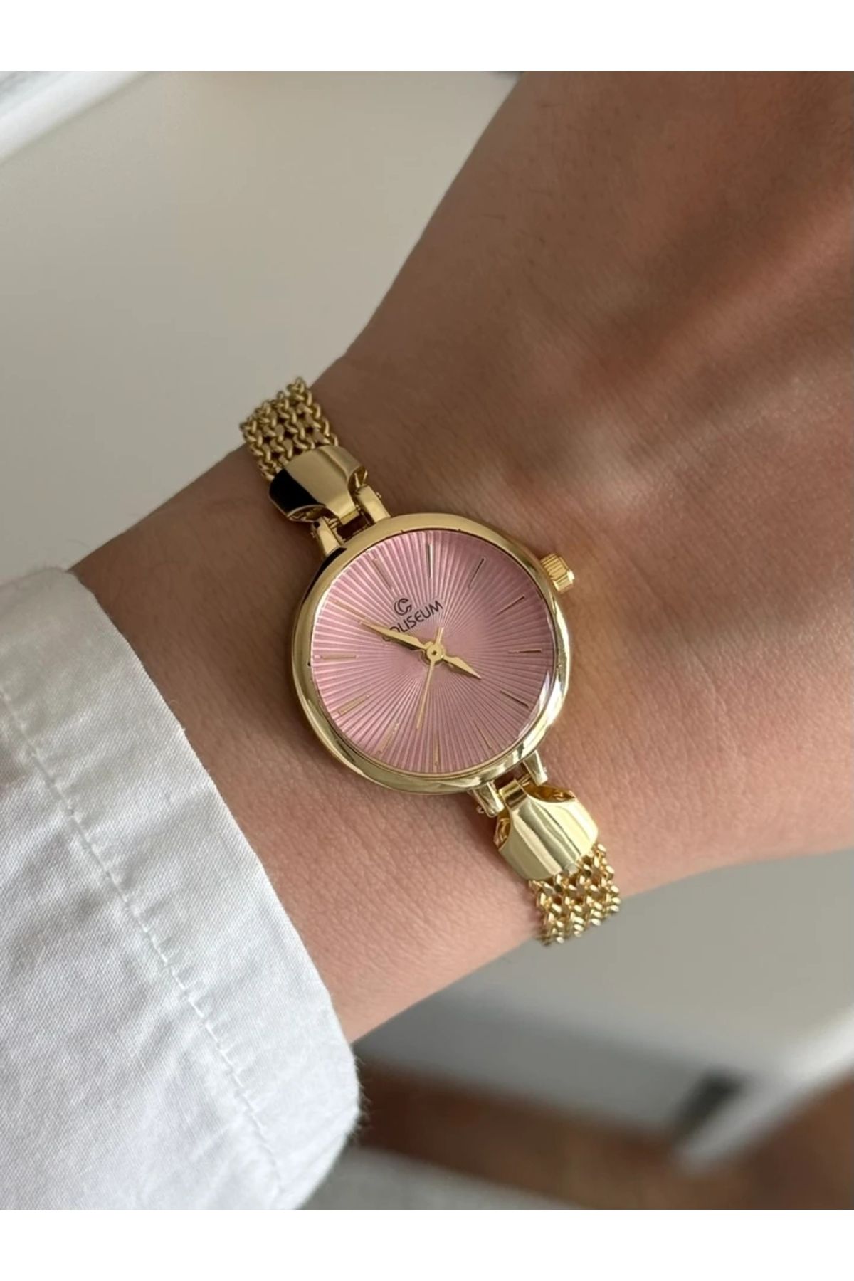 RoseandRoses Aurum Yuvarlak Kasa Minimal Kadın Kol Saati Gold (Pembe Kasa)
