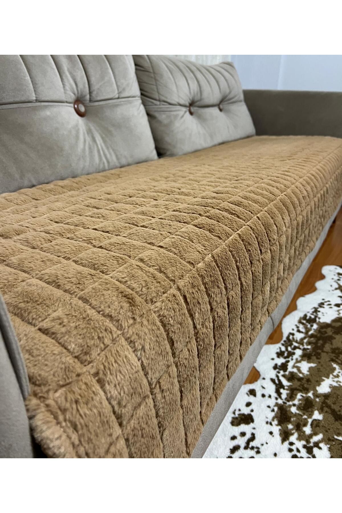 DECORA CASA HOME COLLECTİON Puffy Bubble Tüy Kaymaz Taban Çekyat Koltuk Örtüsü 75x185