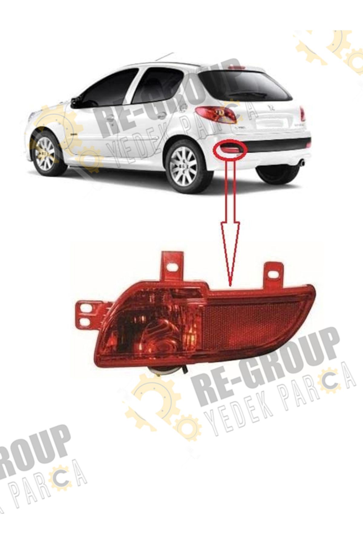 İthal PEUGEOT 206+ PLUS ARKA REFLEKTÖR, KEDİ GÖZÜ -SOL- 2009-2014 6350HA