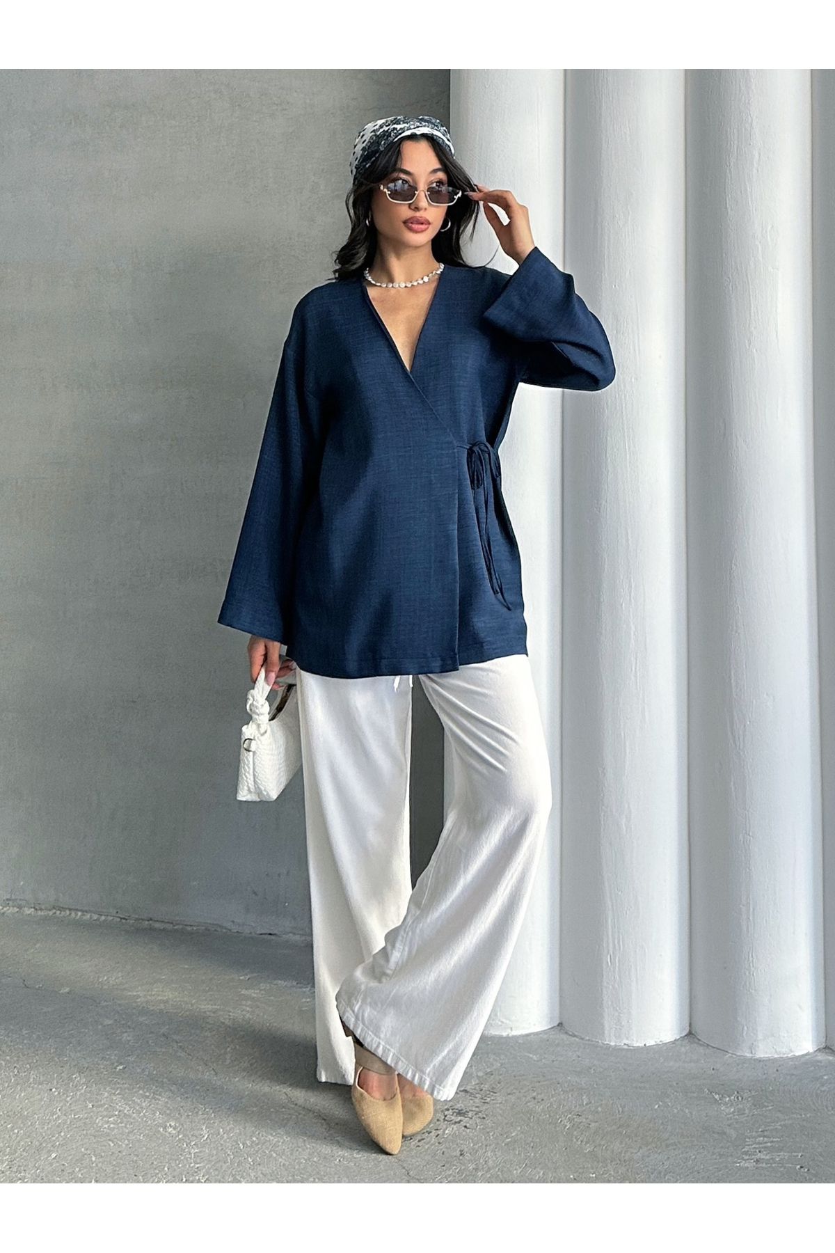 MD trend Kadın V Yaka Bağlamalı Kimono