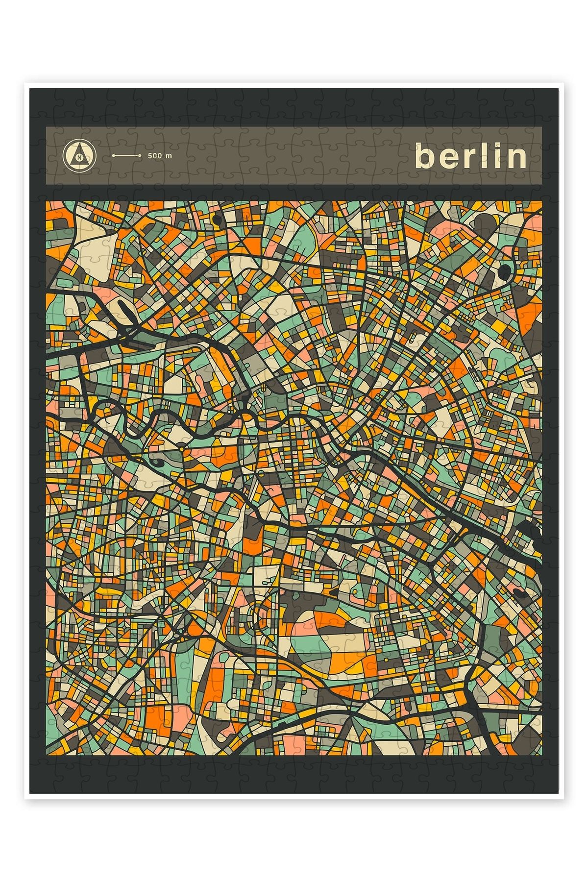 Jeronkarji Berlin Şehir Haritası V 500 Parça Puzzle Yapboz Şehir Manzara Temalı Hobilik