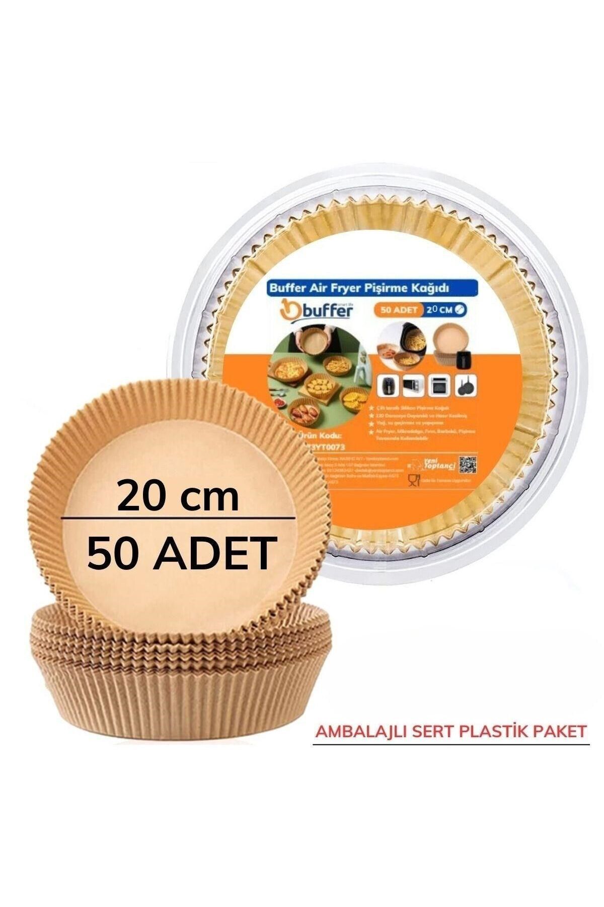 swilex 50 Adet 20 cm Air Fryer Pişirme Kağıdı Tek Kullanımlık Yağ Geçirmez Yuvarlak Tabak Model PVC