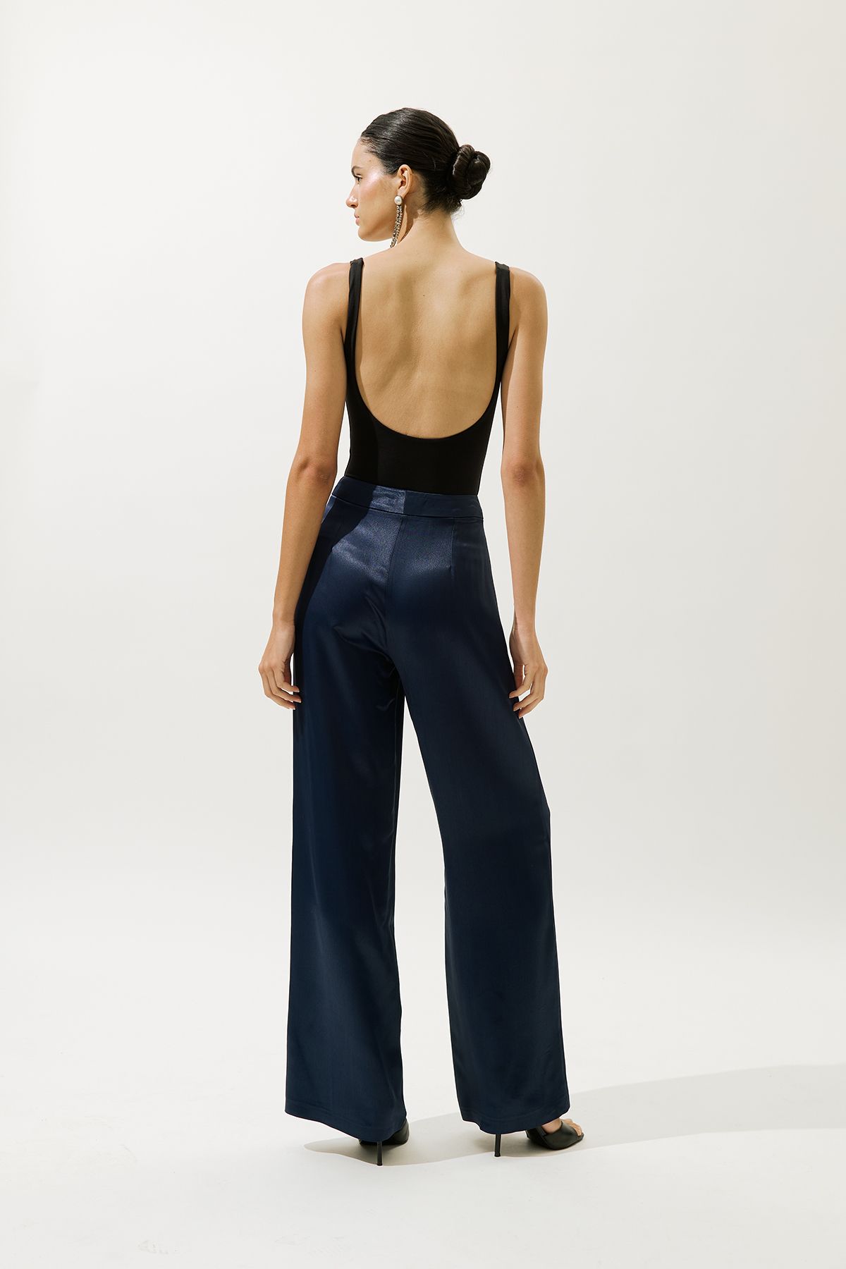 Manuka-Wide Leg Satin Evening Dress Pants Night Blue 6