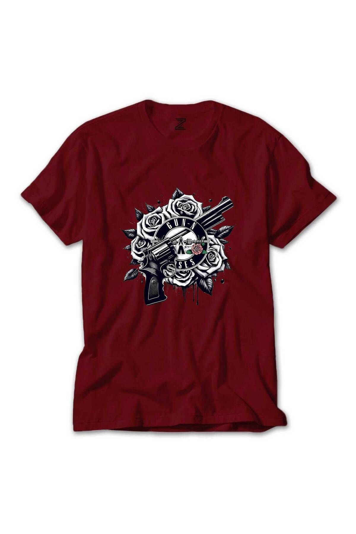 Z zepplin Guns N Roses Siyah Beyaz Logo Kırmızı Tişört