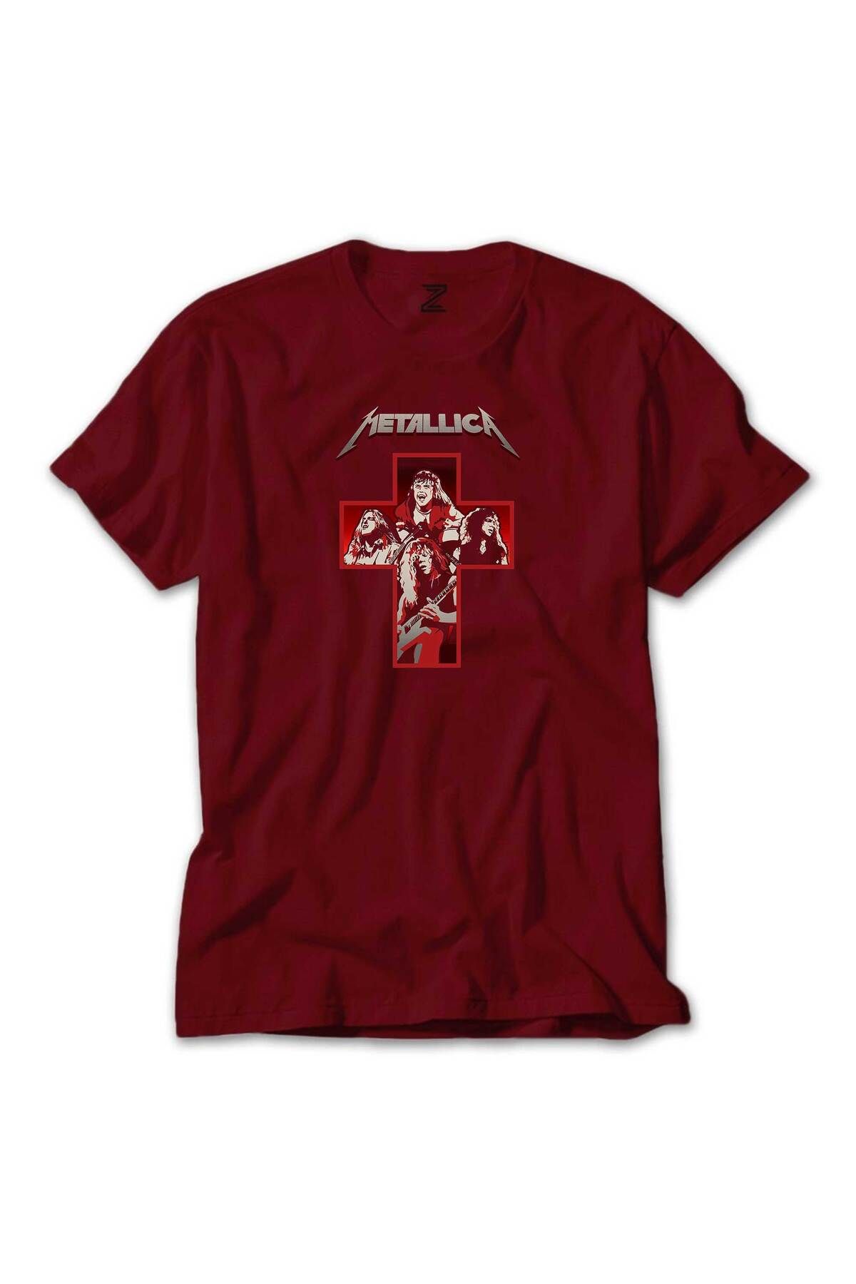 Z zepplin Metallica Silhouetes İnside The Cross Kırmızı Tişört