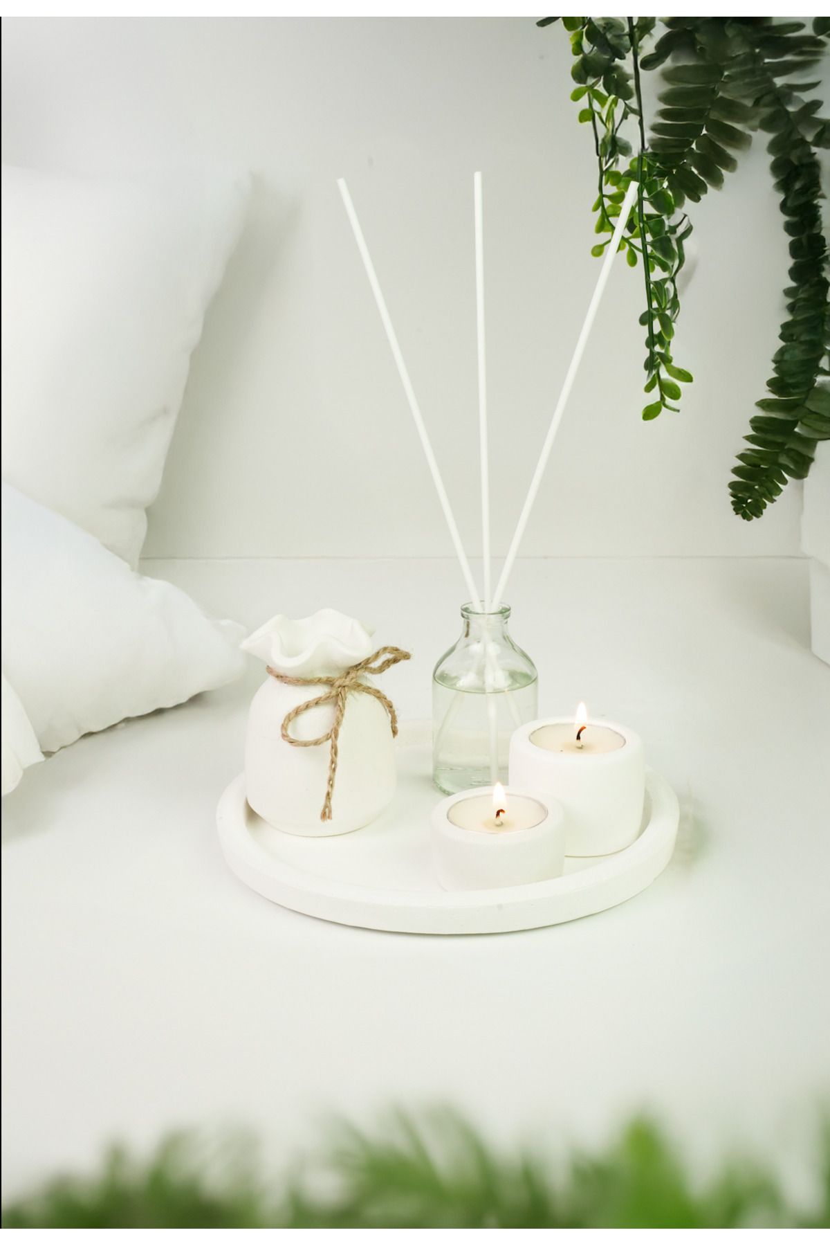 LALEZEN HOME MUMLUK & VAZO & KOKU & STANT SET (Japon kirazı çiçeği)