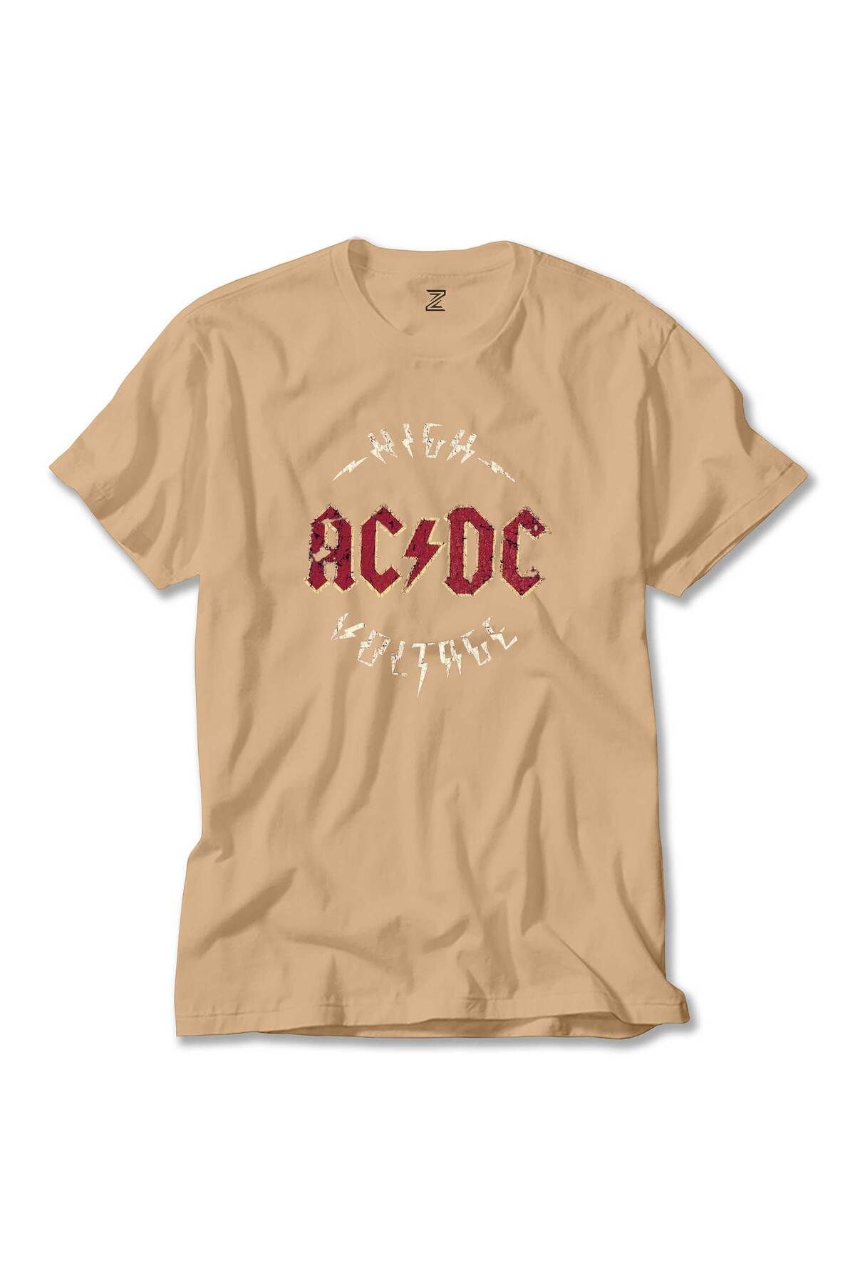 Z zepplin Ac Dc Logo Vintage Krem Tişört