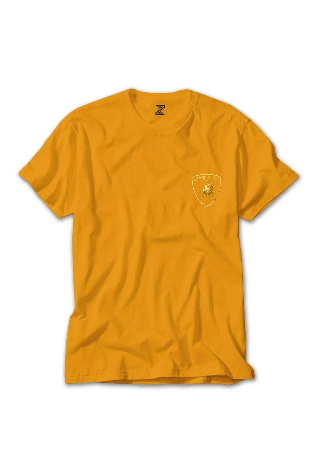 Z zepplin Lamborghni Gold Logo Sarı Tişört