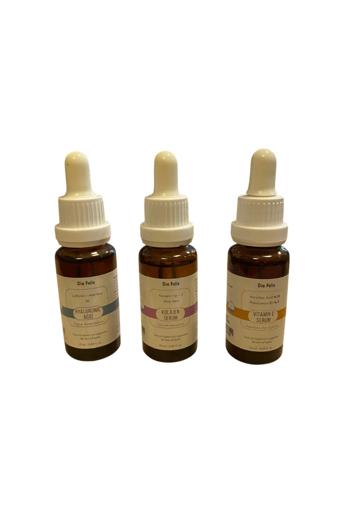 DİA FELİZ Üçlü Serum Paketi Hyaluronic Acıd + Kolajen Serum + Vıtamın C Serum