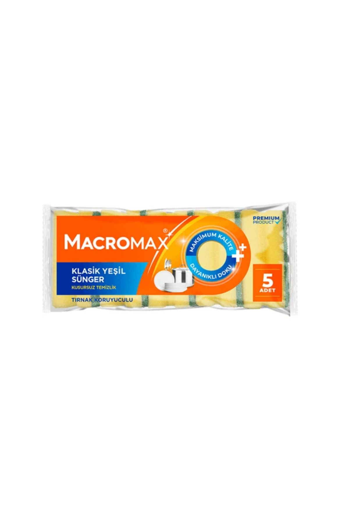 MACROMAX Klasik Yeşil Sünger (Düz) 5 Li 5 Adet