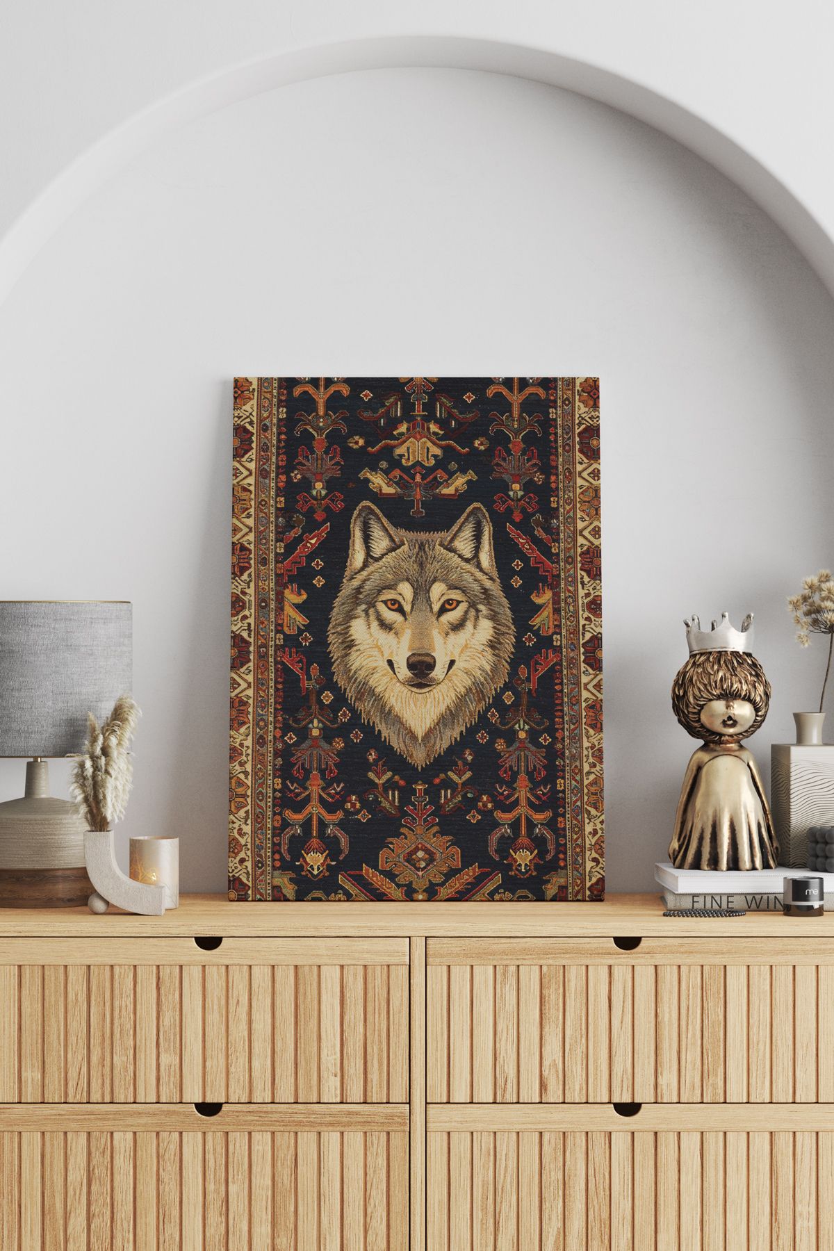 SELMIRA Dokuma Kurt Desenli Halı Kanvas Tablo