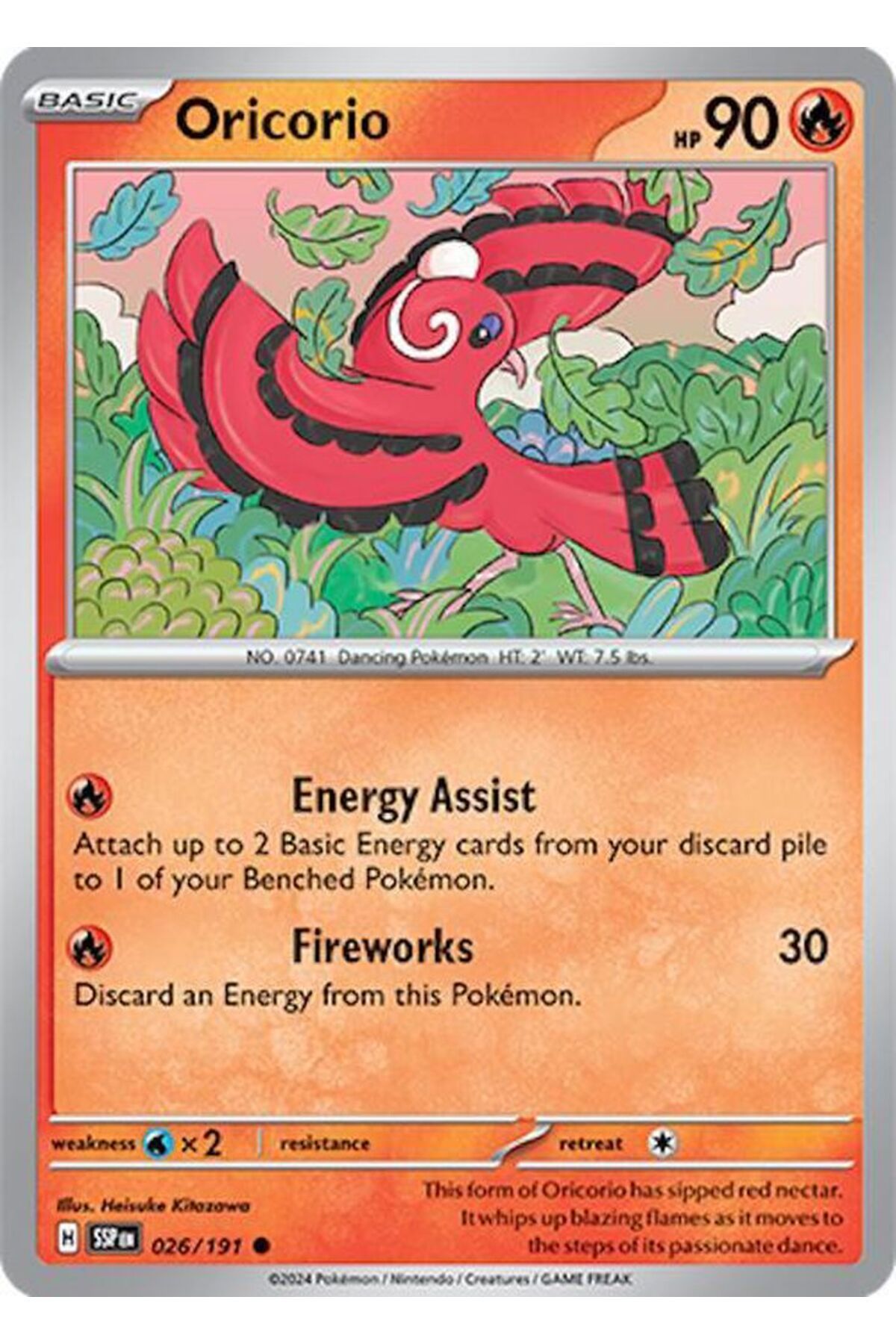 Pokemon TCG Oricorio - 026/191 - SV08: Surging Sparks (SV08) Orijinal Pokemon Kartı