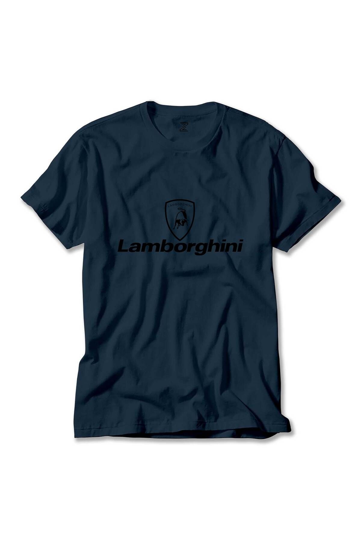 Z zepplin Lamborghni Logo Text Lacivert Tişört