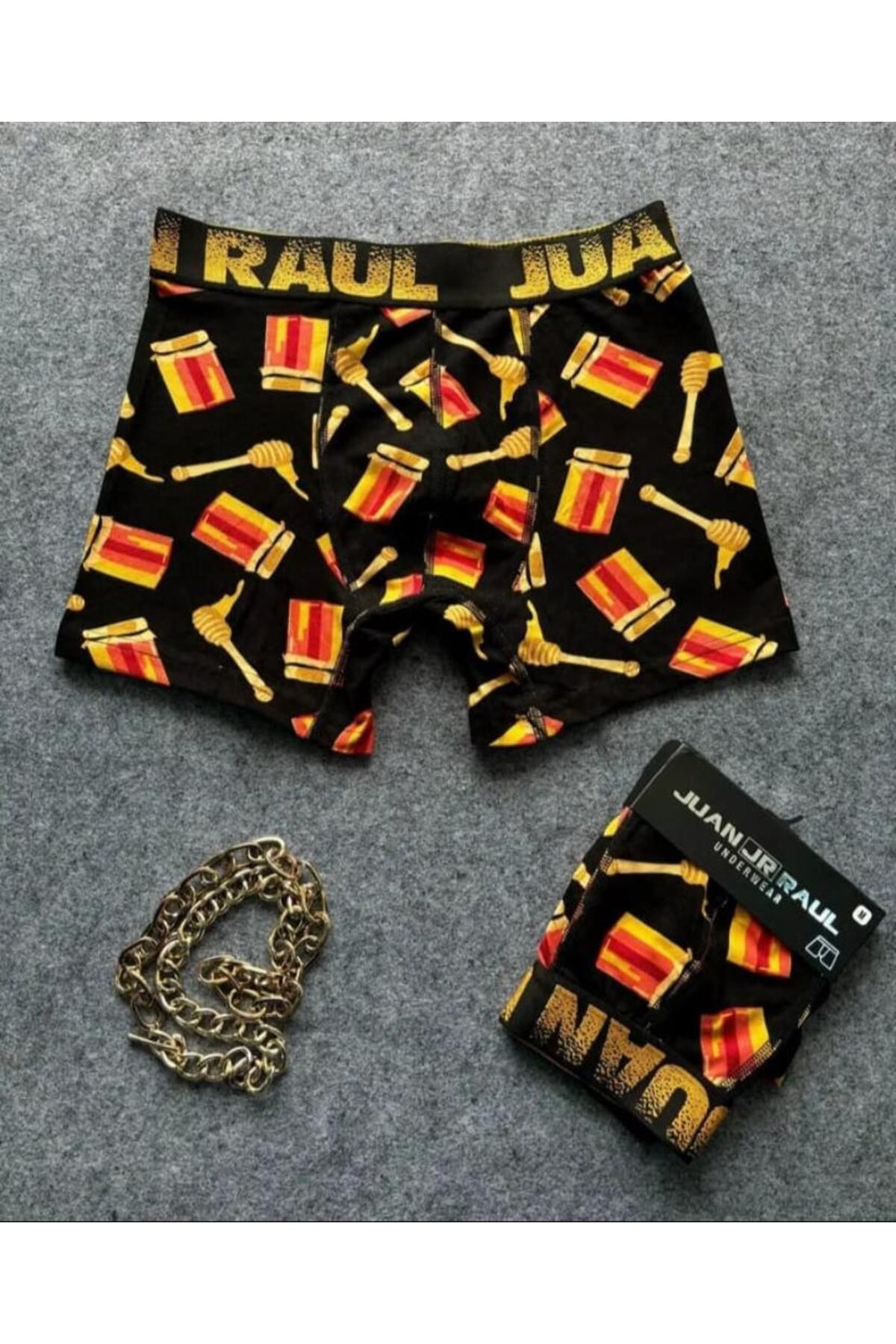 DELORİA juan raul bal desenli erkek boxer terletmez yumuşak pamuklu ve coton iç çamaşırı boxer