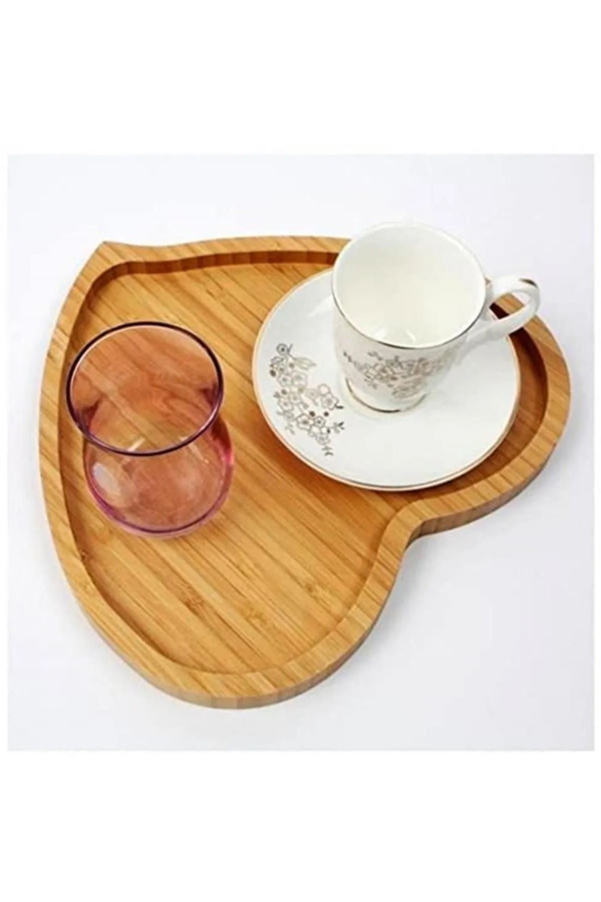 777Home Bambu Sunumluk & Çerezlik Kalp Sunum Tabağı, Bambu Kalp Sunum Tabağı 23cm