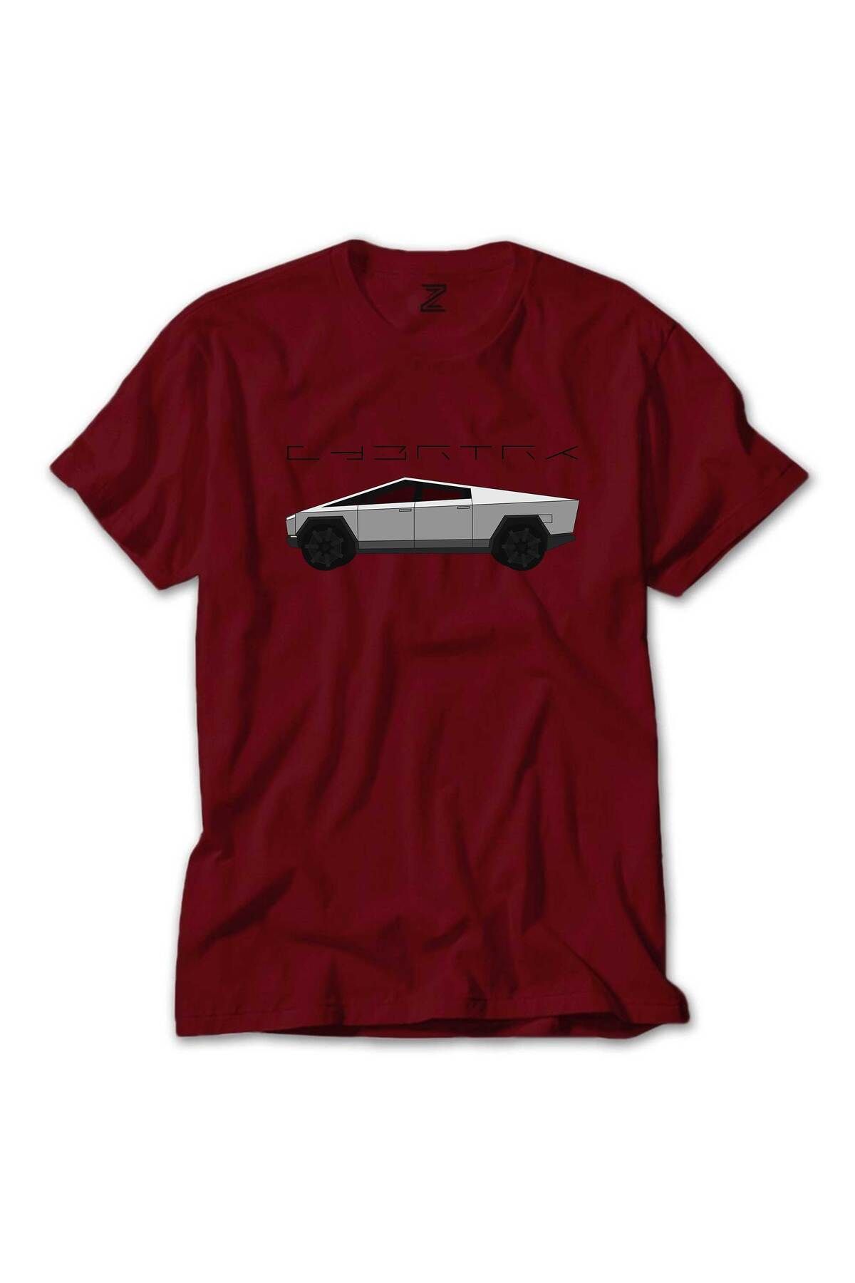 Z zepplin Tesla Cybertruck Kırmızı Tişört