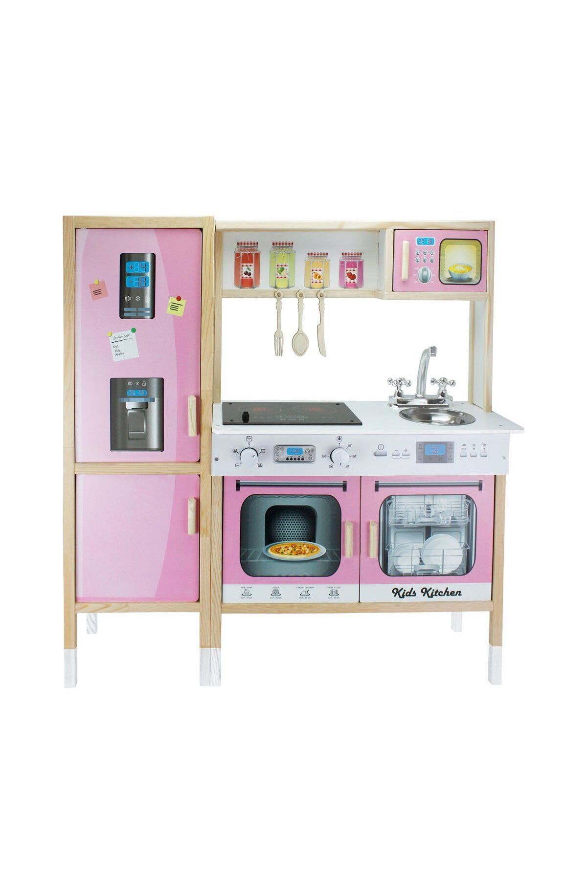 swilex T1013 Ahşap Buzdolaplı Mutfak Pembe