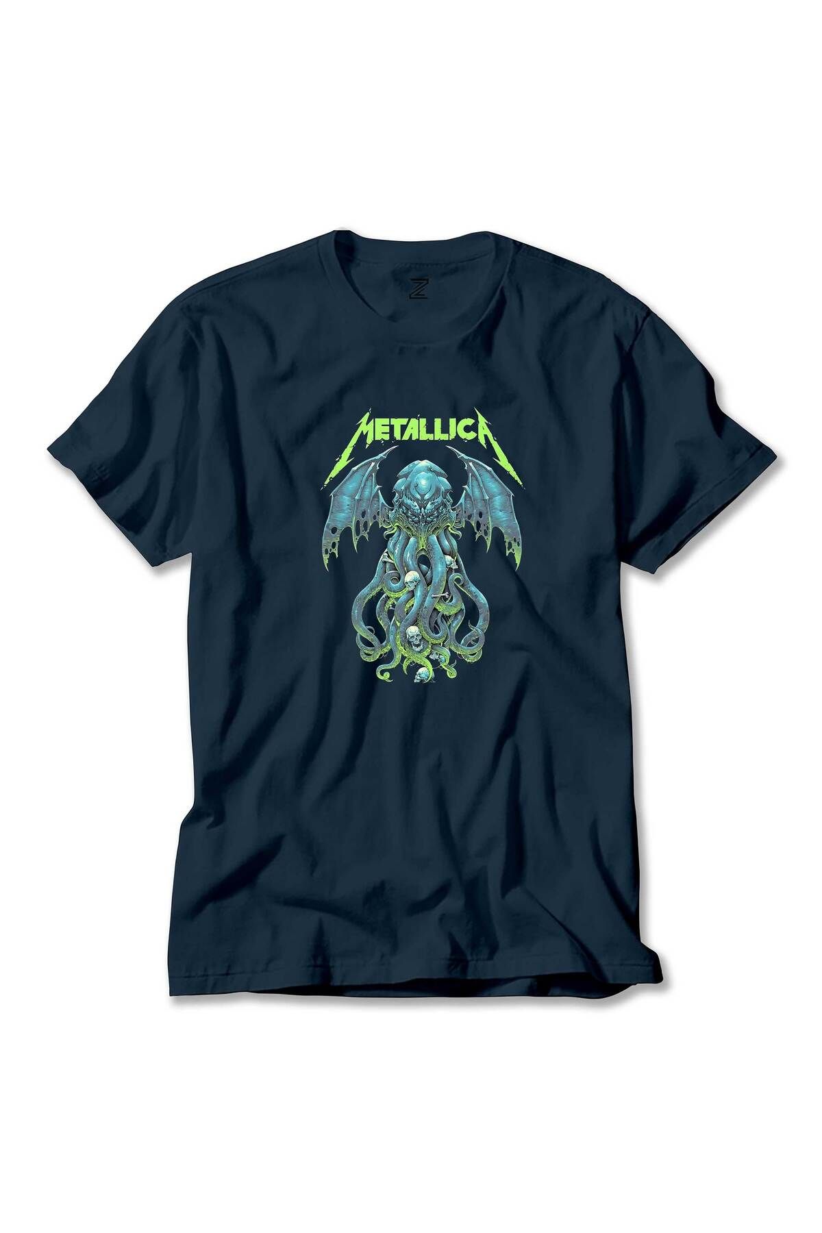 Z zepplin Metallica Octopus Bat Lacivert Tişört