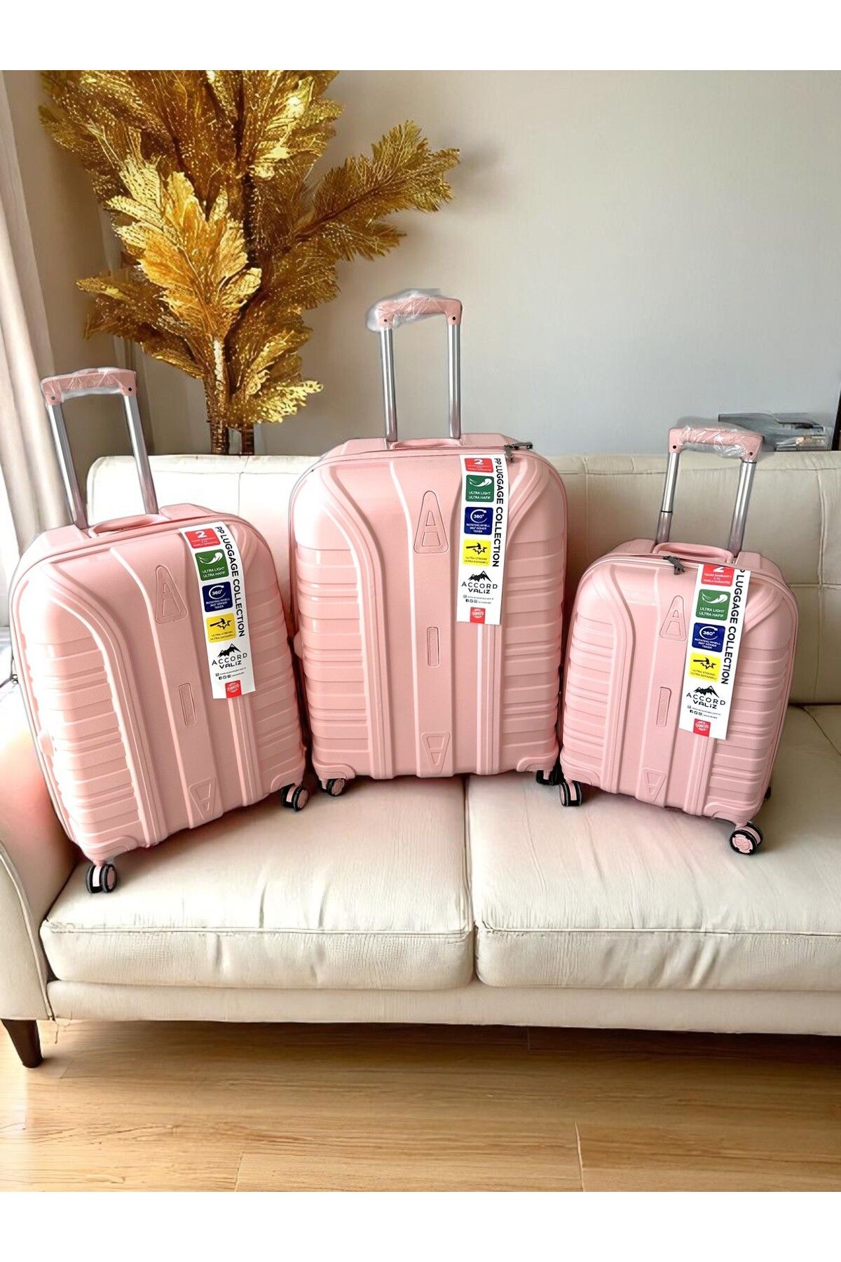 Metro 63 Silikon Full Pembe Paket Valiz Seti