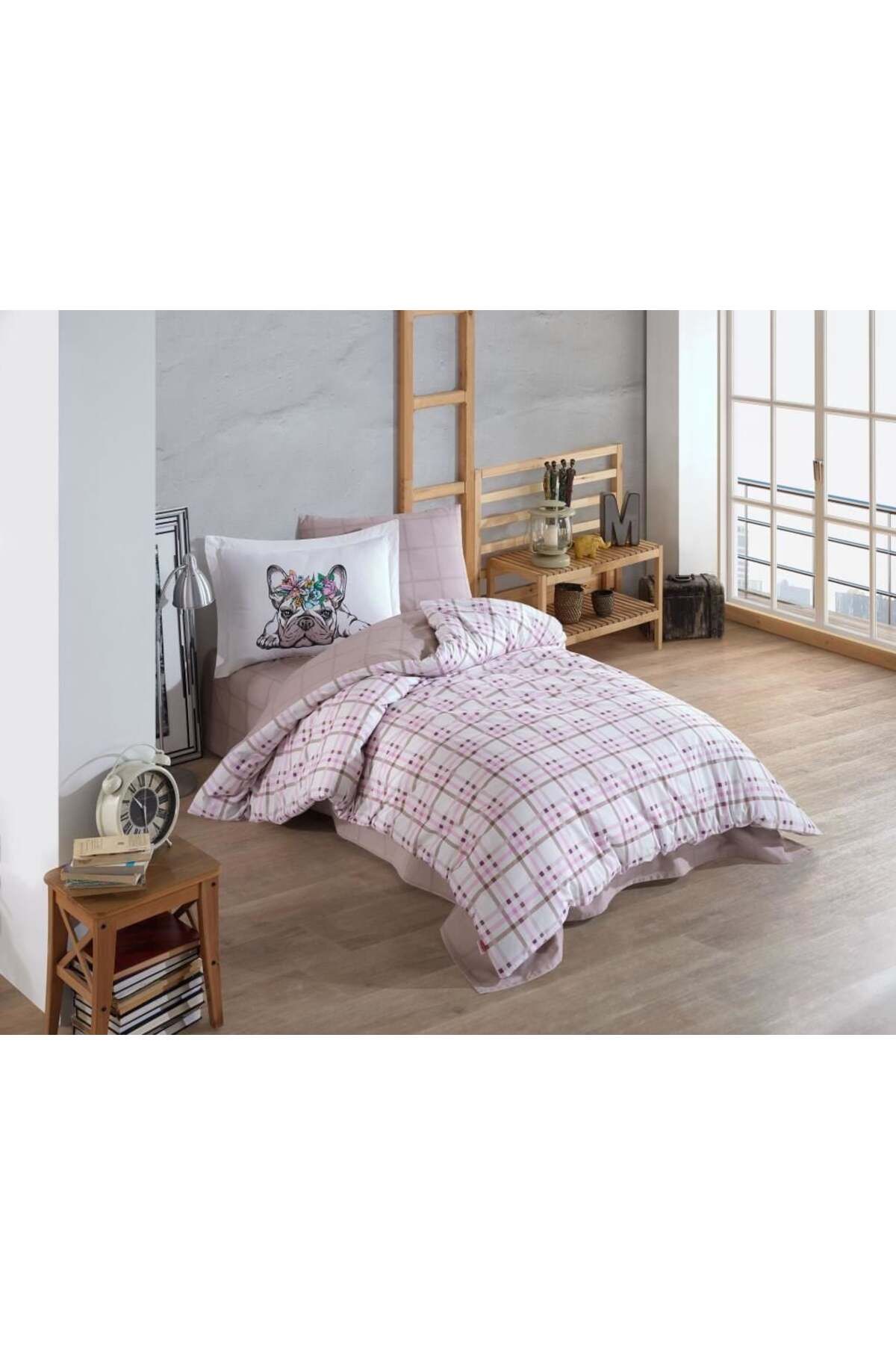 swilex Hoby Tek Kişilik Poplin Nevresim Takımı Monsanat Pembe