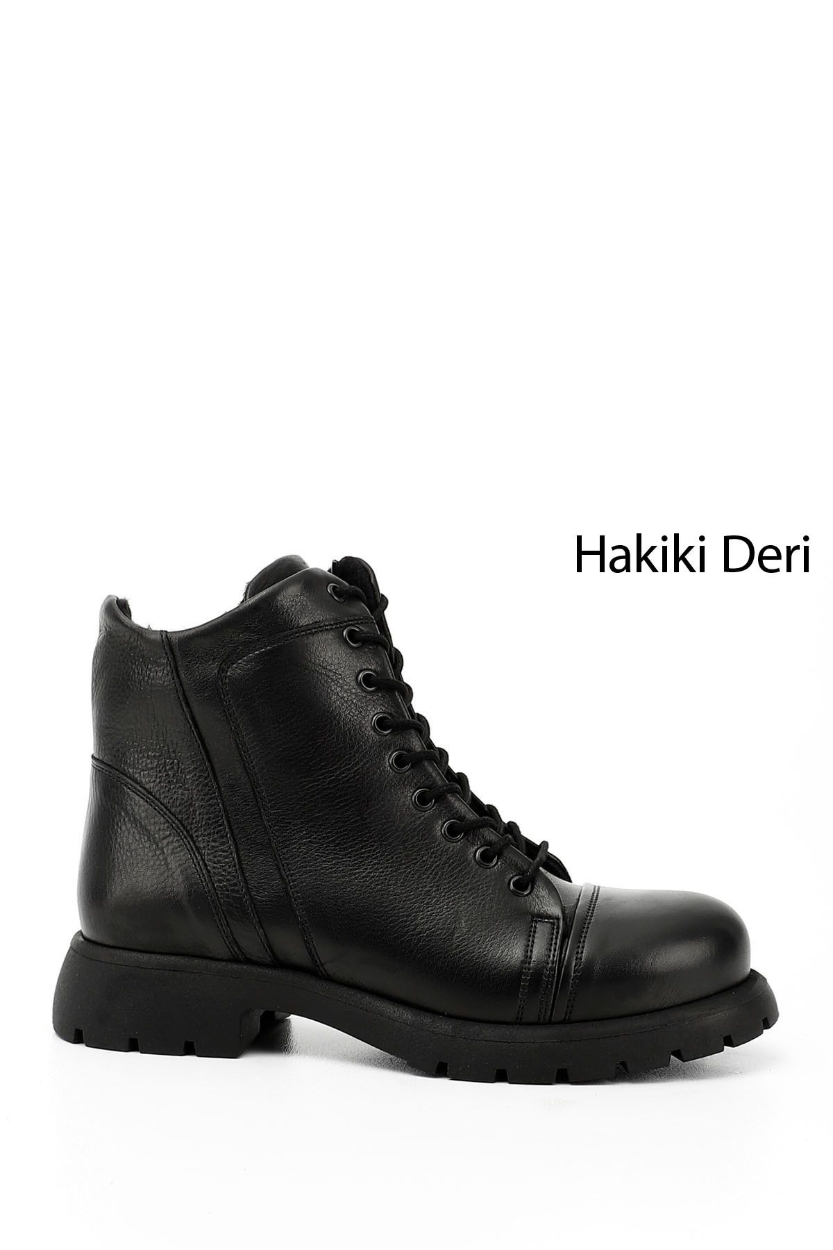 GÖNDERİ(R) Kadın / Kız Siyah Fermuarlı Hakiki Deri Postal Bot