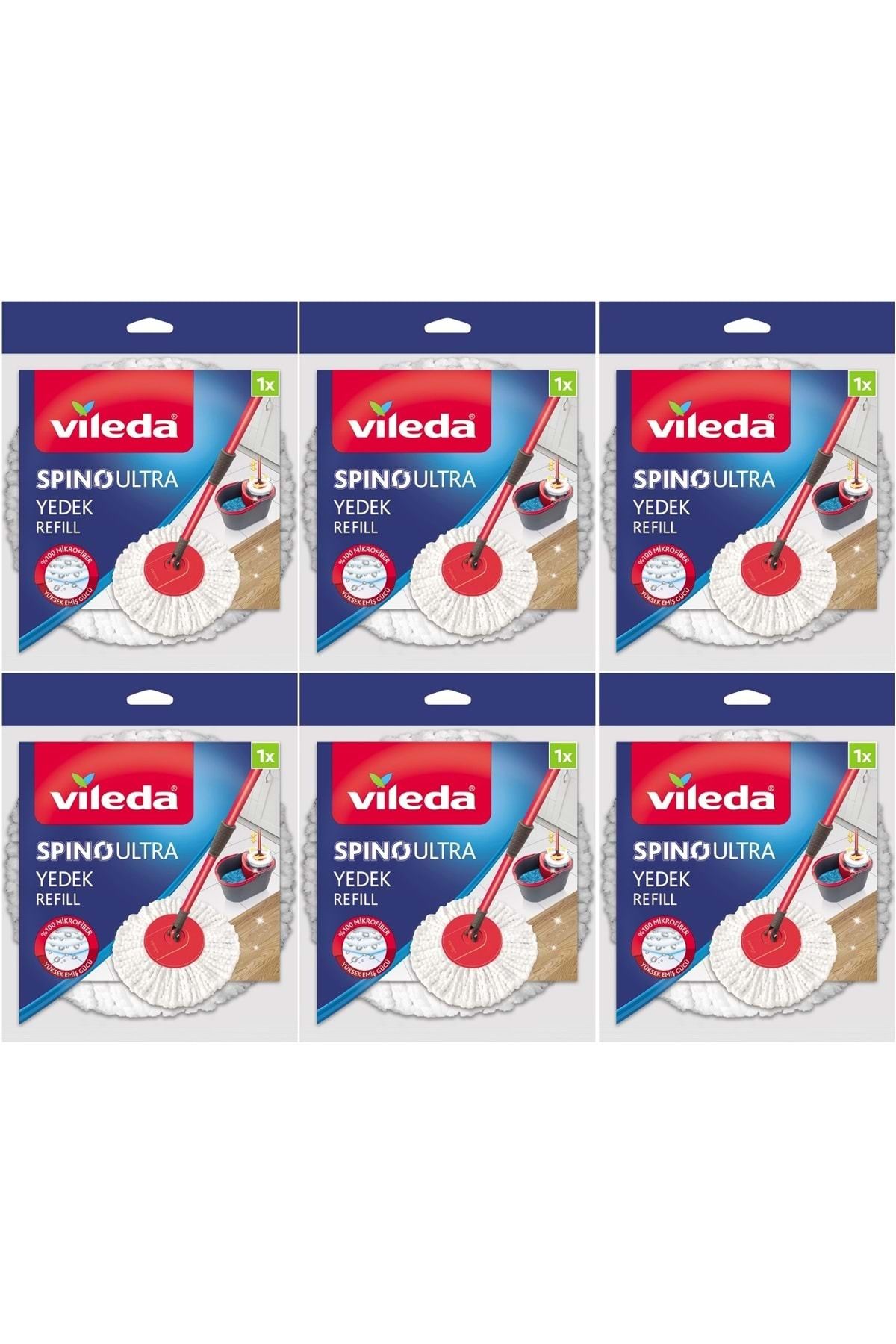Vileda Spino Ultra Yedek Mop Paspas Ucu (%100 Mikrofiber) (6 Lı Set)