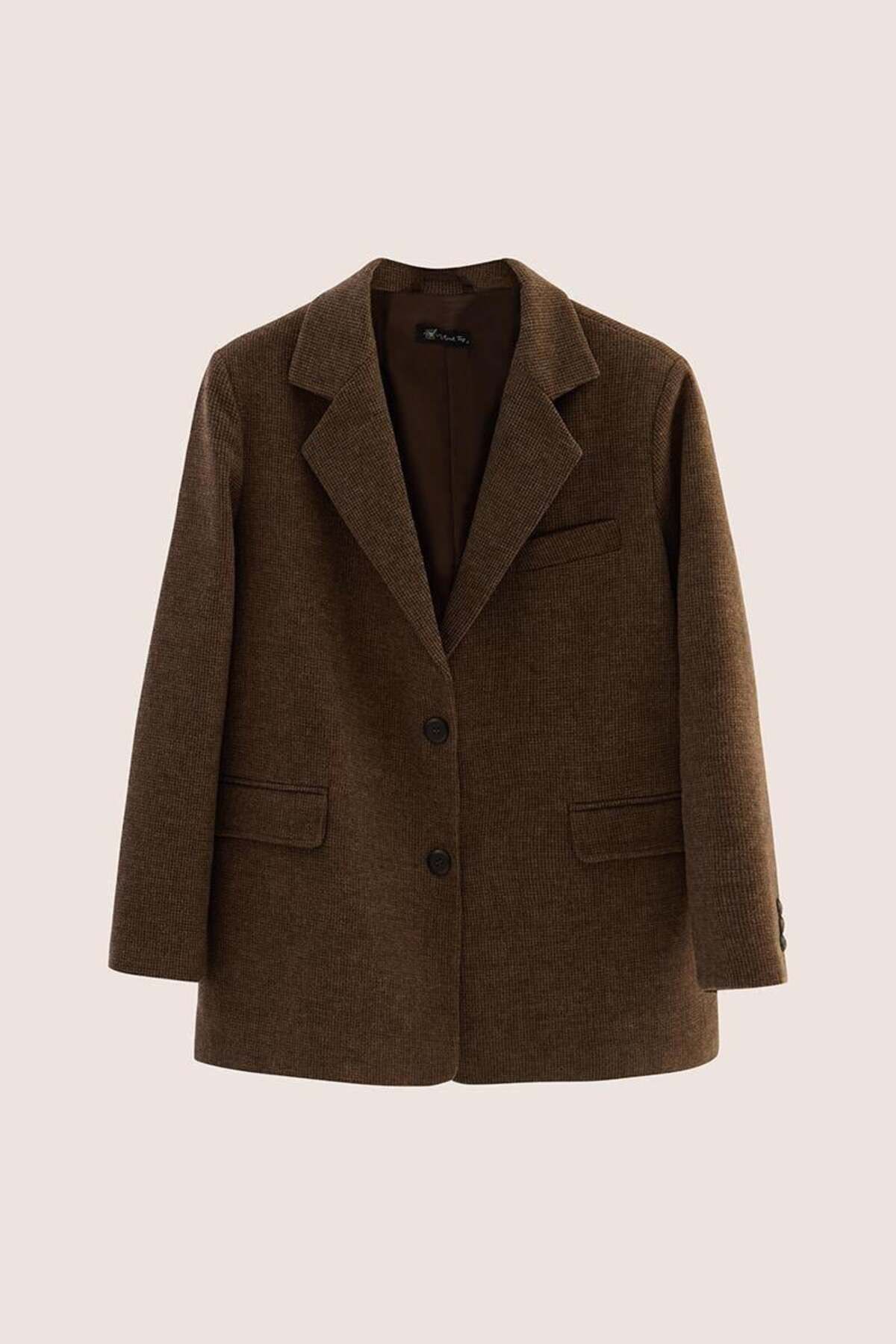 ALYOSHA FASHION Oversize Kesim Kaşe Blazer Kahverengi