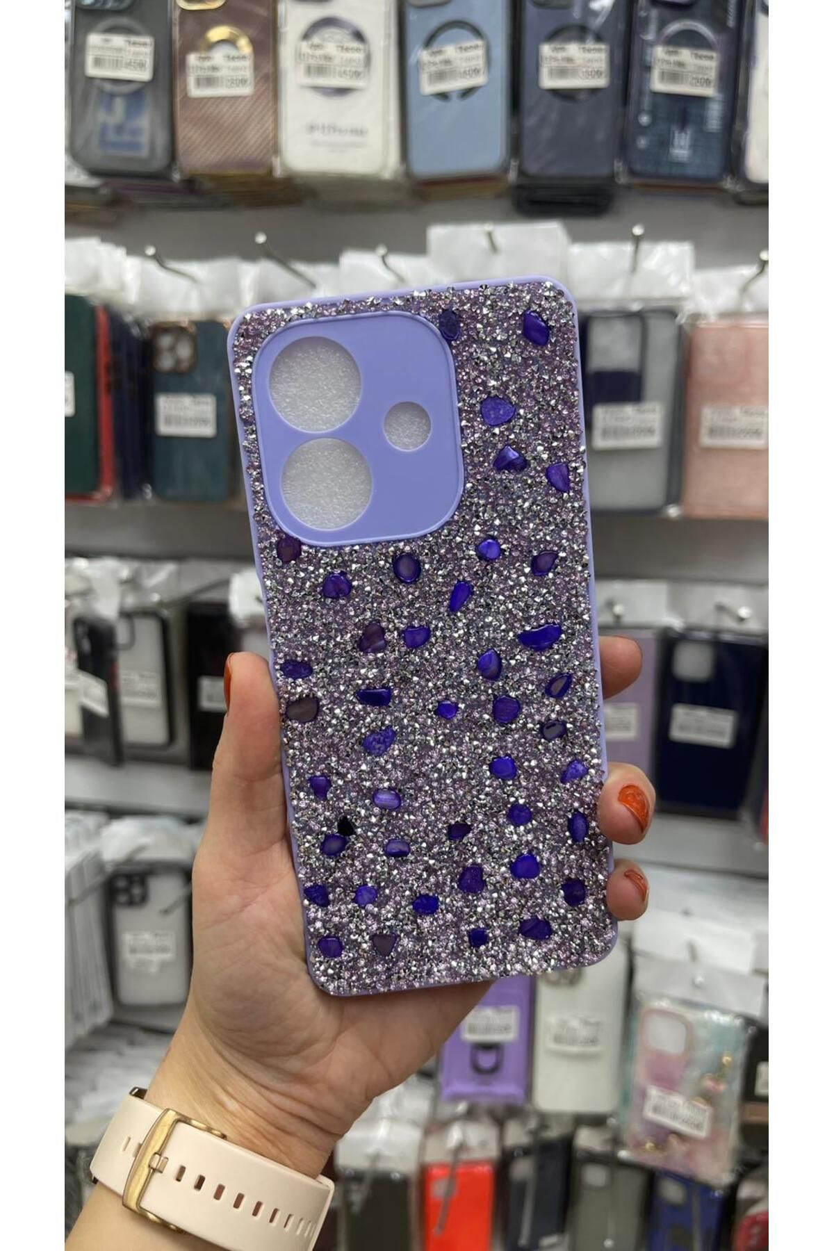 TECNOTREND Oppo A3 2024 Kılıf Parlak Taşlı Tasarım Pırlanta Kapak